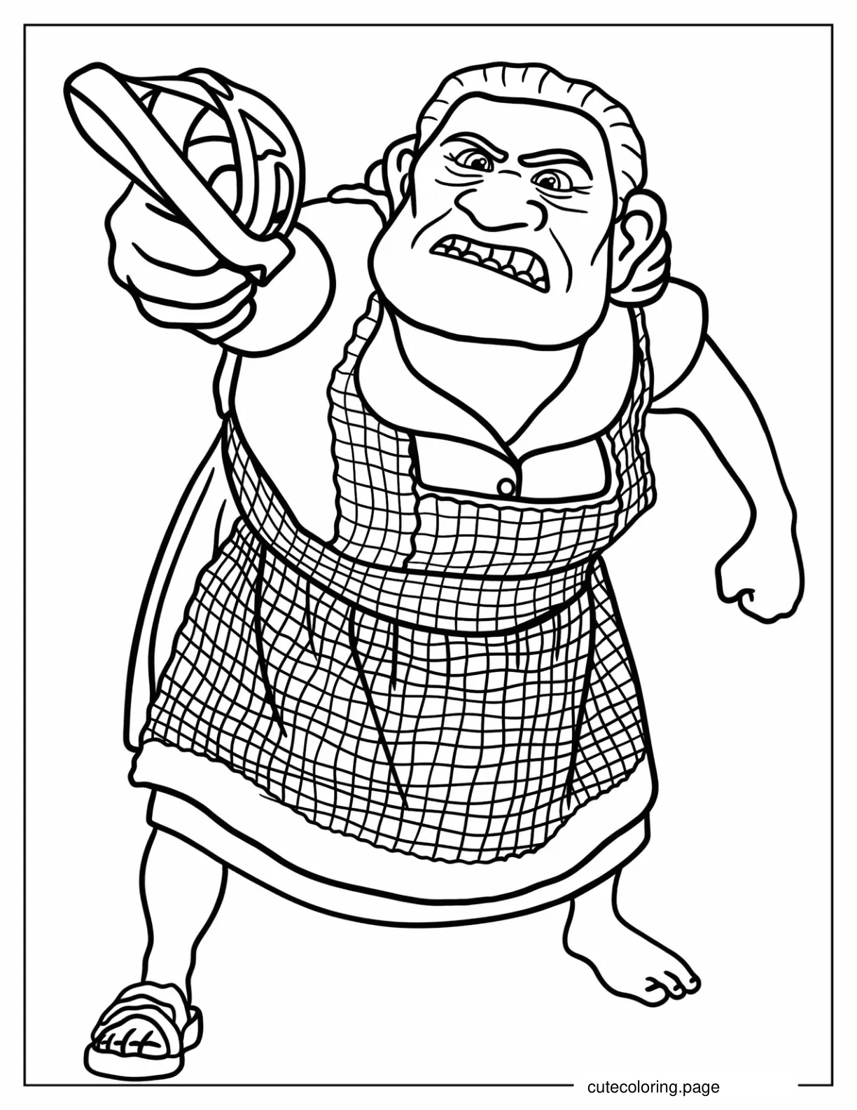 Angry Abuelita Holding Slipper Coloring Page coloring page