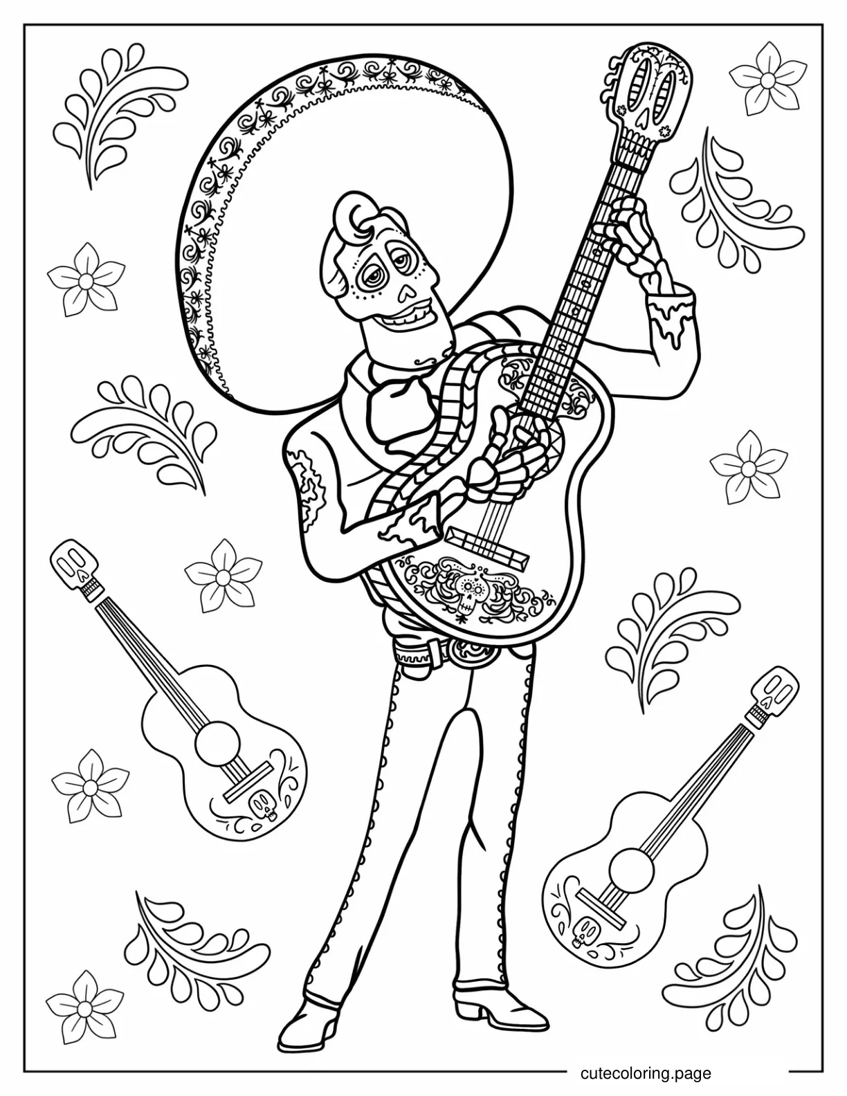 Ernesto De La Cruz Playing Guitar In Coco coloring page