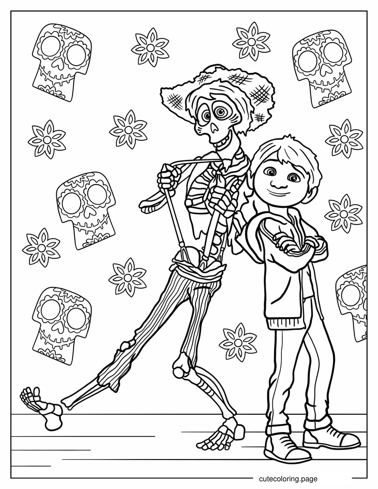 Miguel Back To Back With Hector Coloring Sheet coloring page