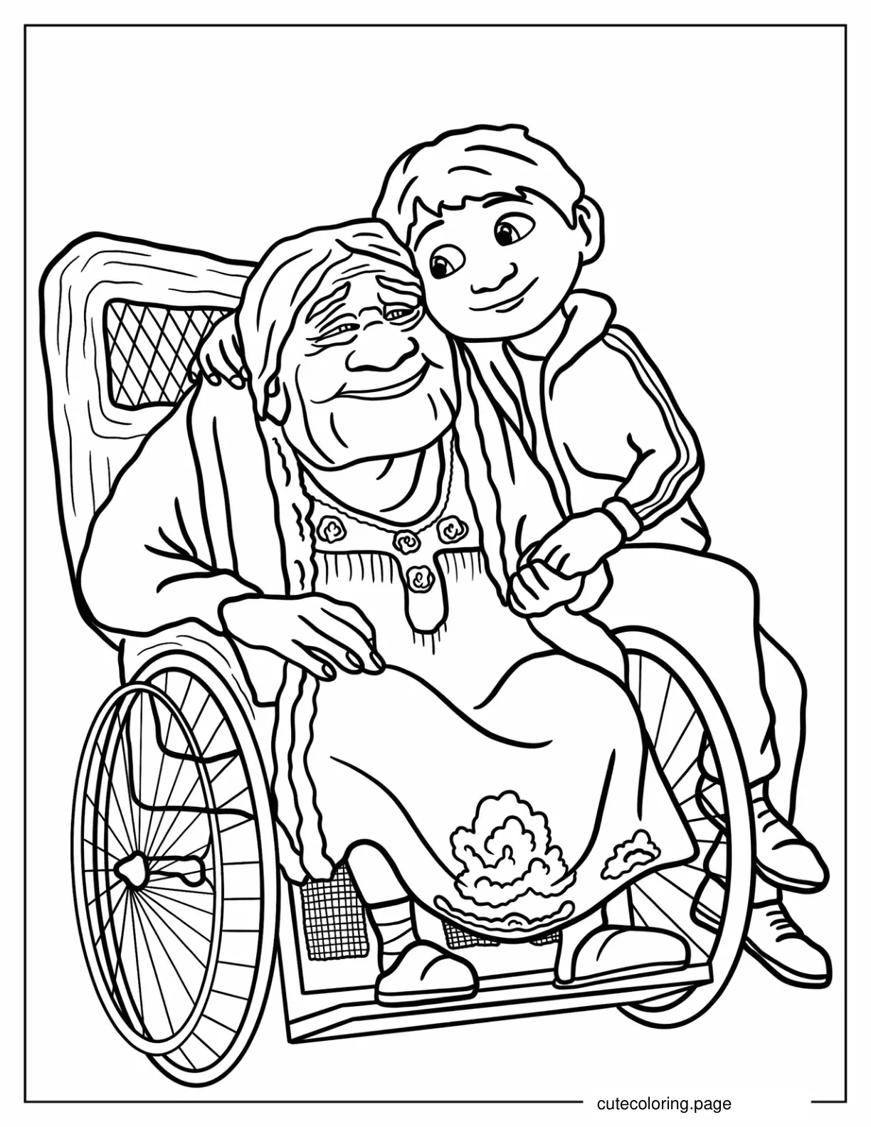 Miguel Embracing Mama Coco coloring page