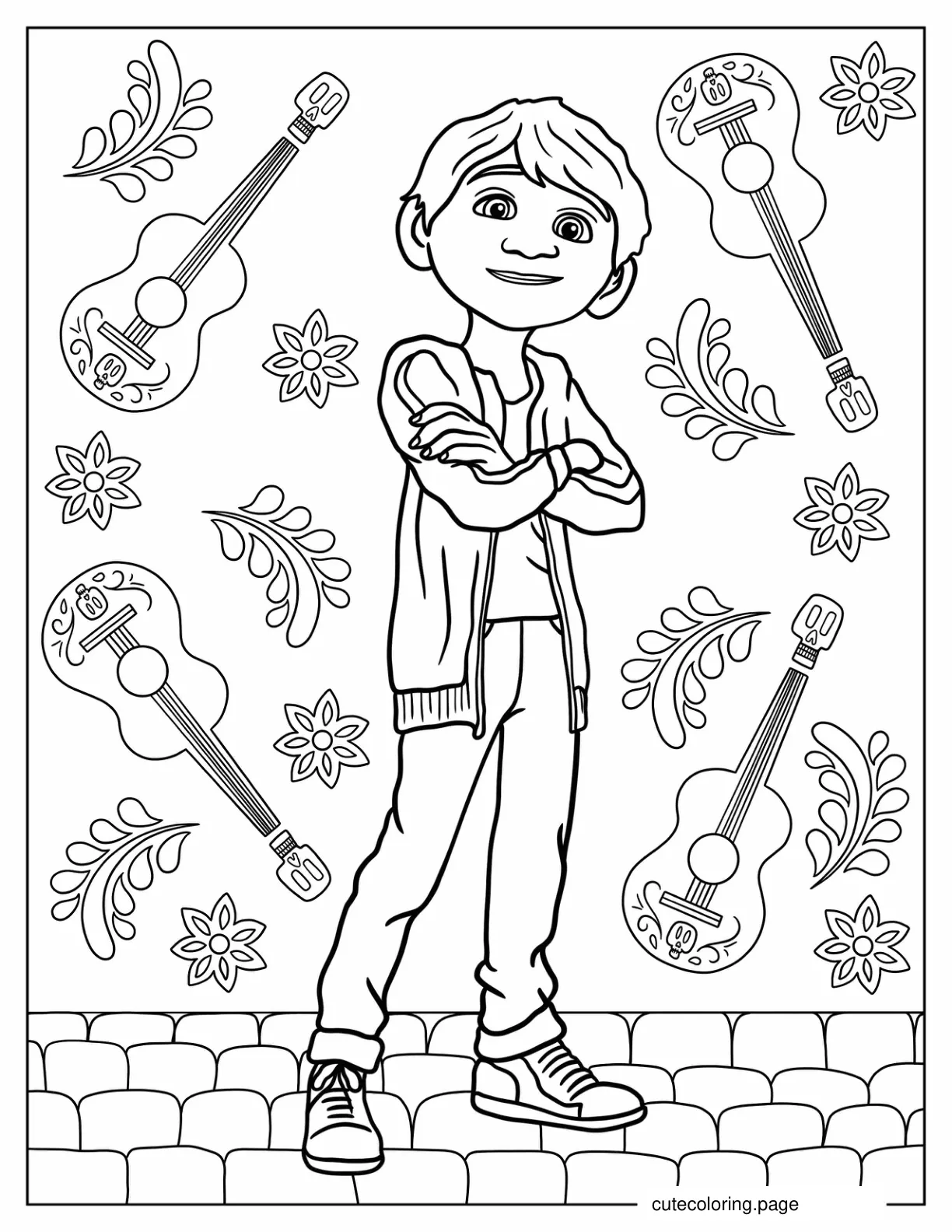 Miguel Rivera Smiling Coloring Sheet coloring page