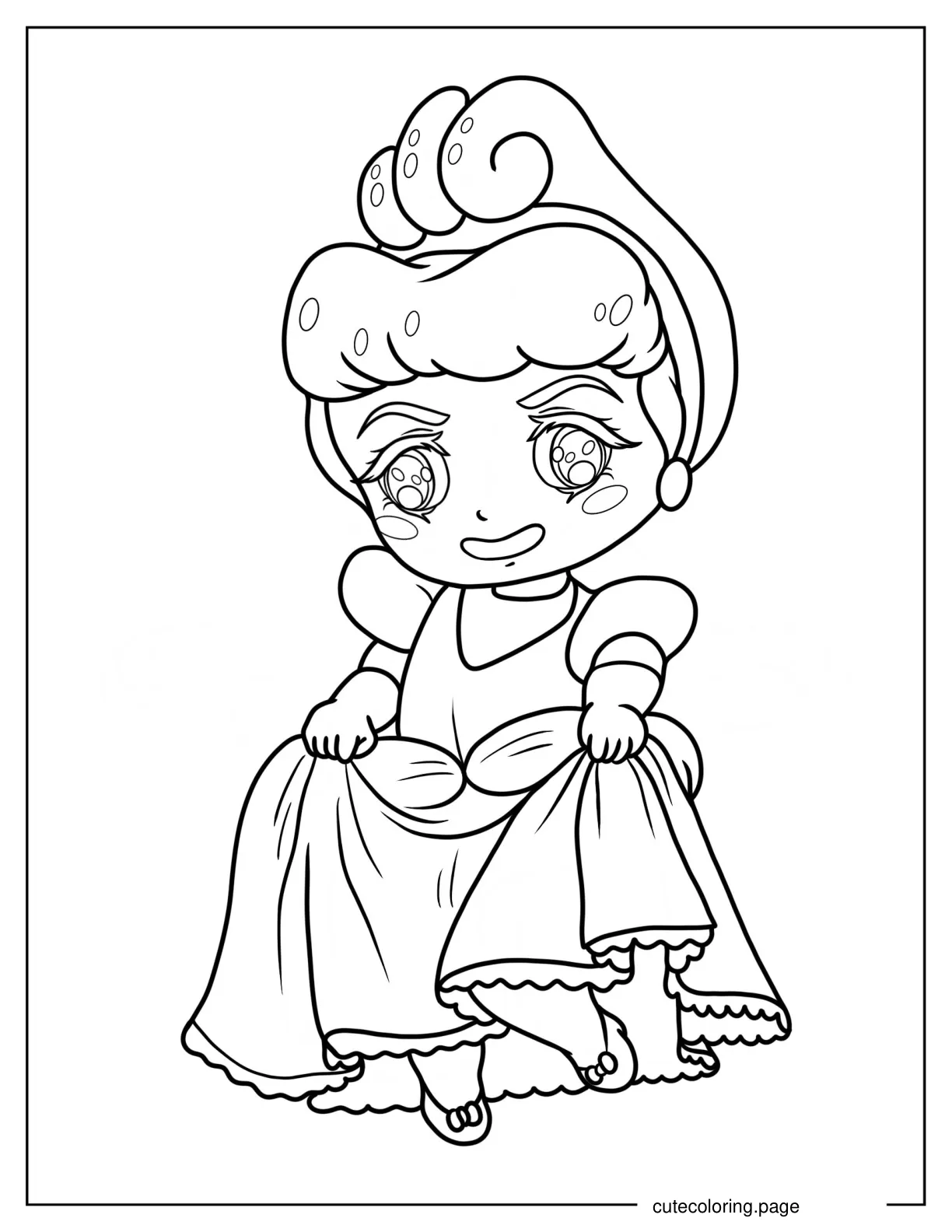 Kawaii Cinderella Coloring Page For Preschoolers coloring page