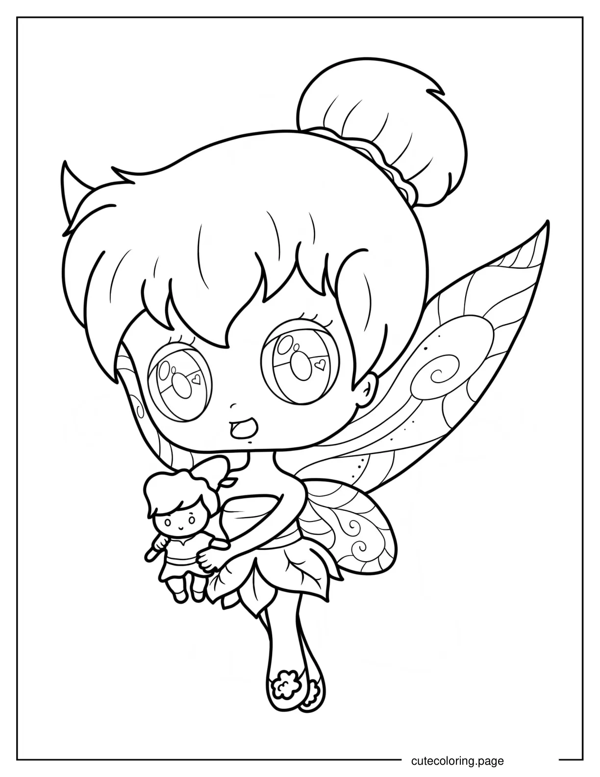 Tinker Bell Holding Toy Peter Pan Coloring Sheet coloring page