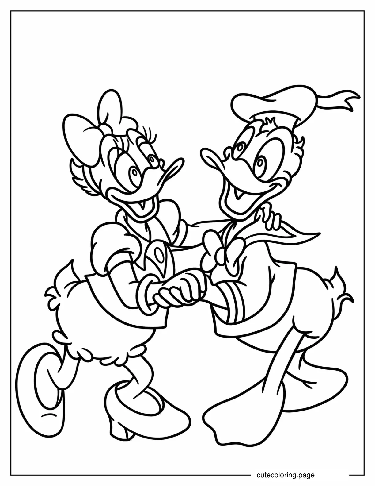 Coloring Page Of Daisy Duck Dancing With Donald Duck coloring page