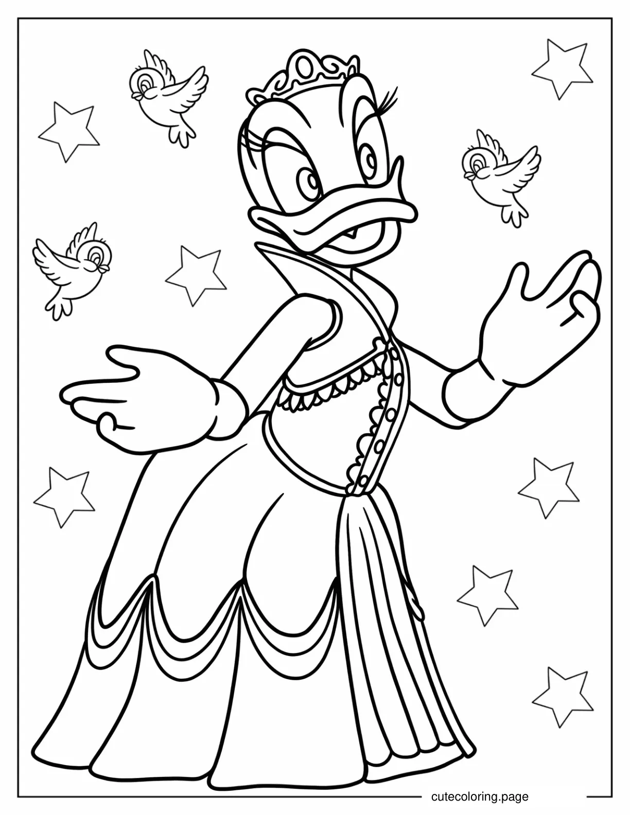 Daisy Duck In Princess Gown Coloring In coloring page