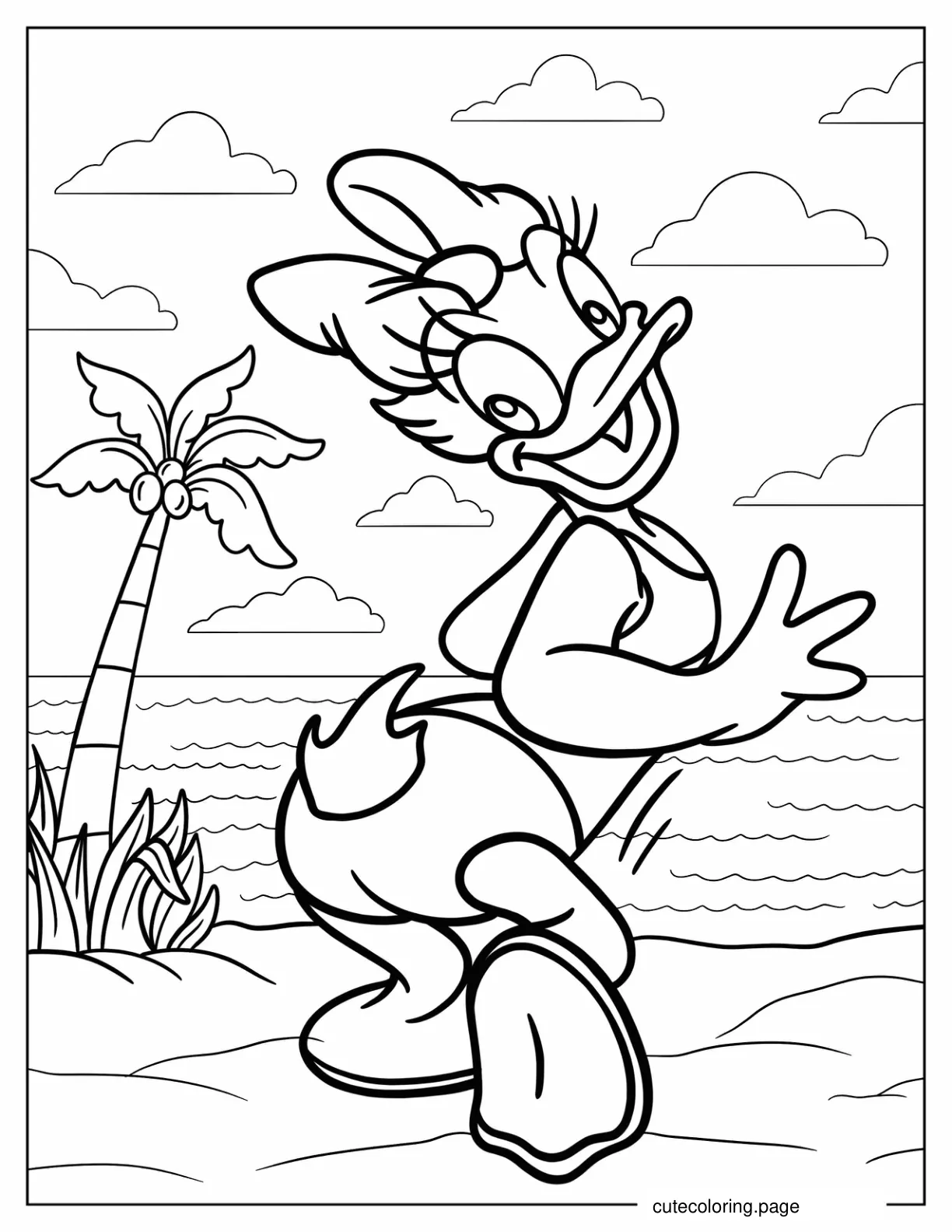 Daisy Duck In The Beach coloring page