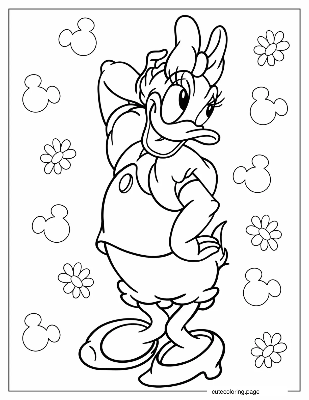 Daisy Duck Outline Coloring In For Preschoolers coloring page