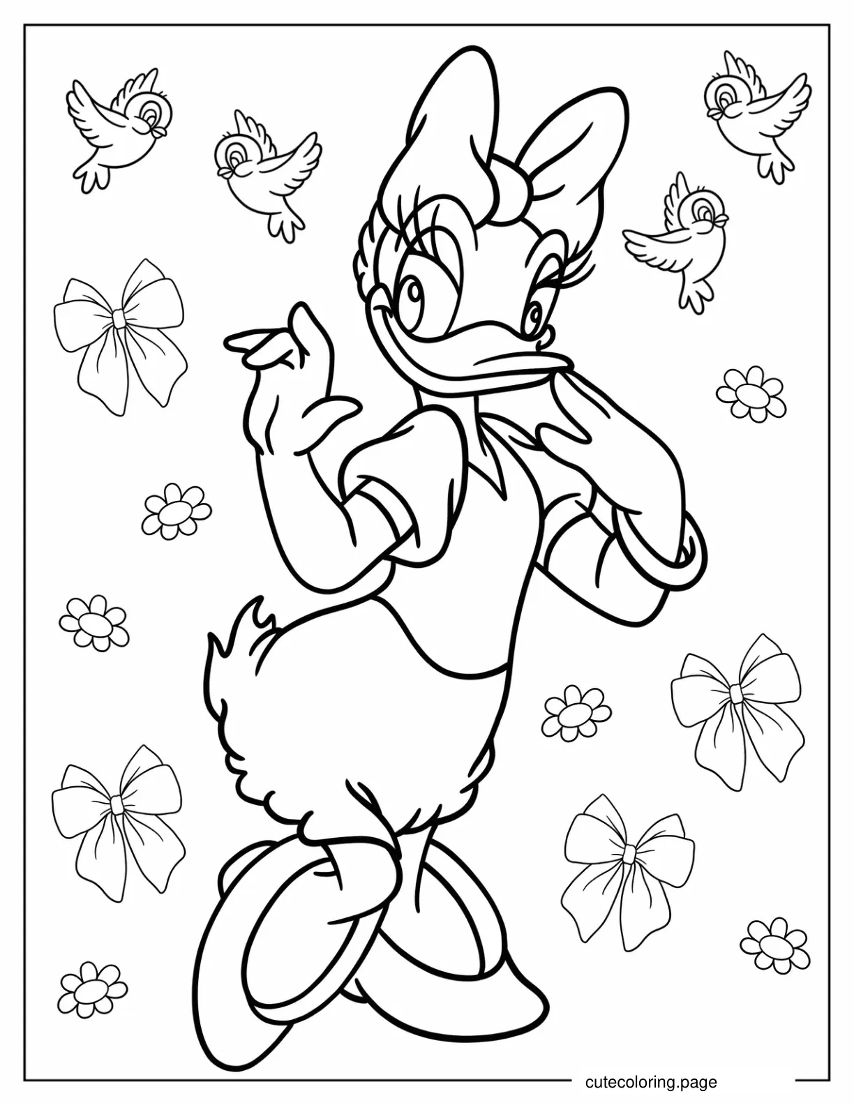 Easy Daisy Duck Coloring Page For Kids coloring page