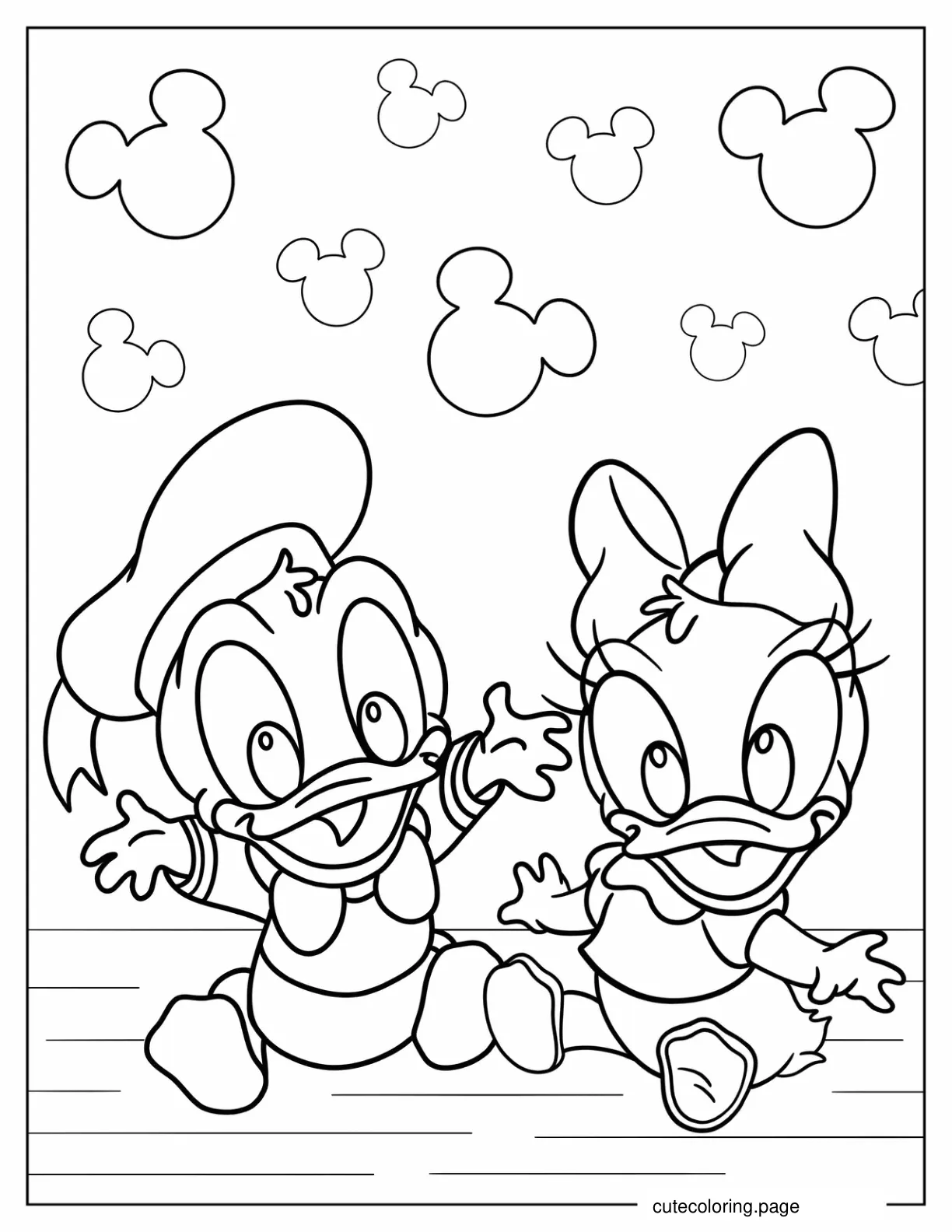 Kawaii Baby Daisy Duck And Donald Duck coloring page