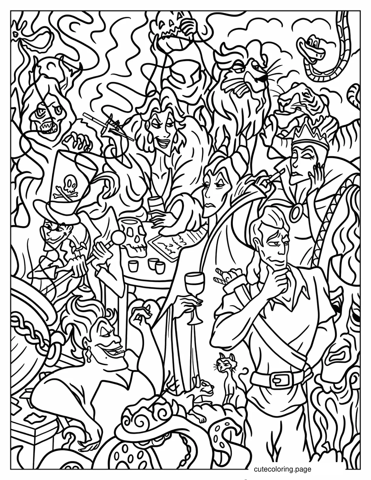 Detailed Disney Villains Coloring Sheet coloring page