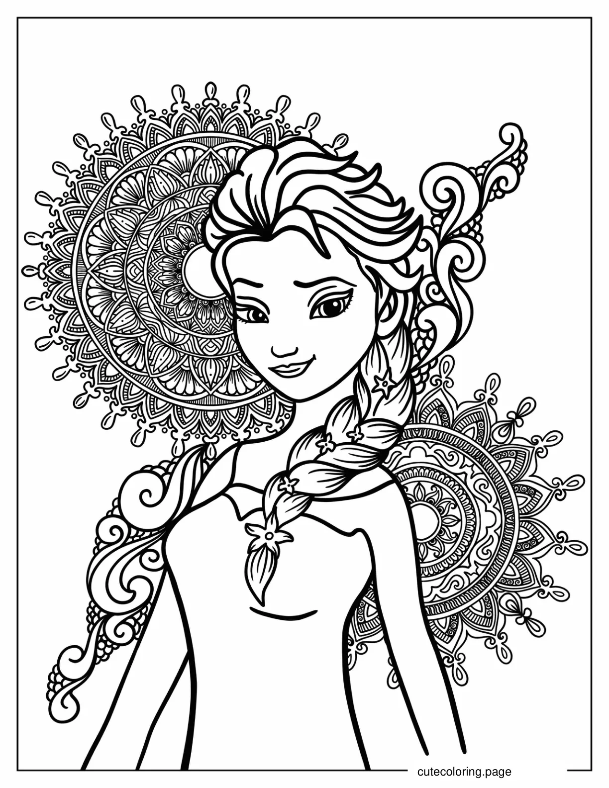 Elsa Mandala Coloring Sheet coloring page