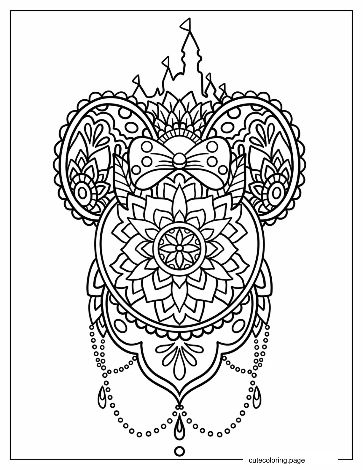 Minnie Mouse Shaped Mandala Coloring Page coloring page