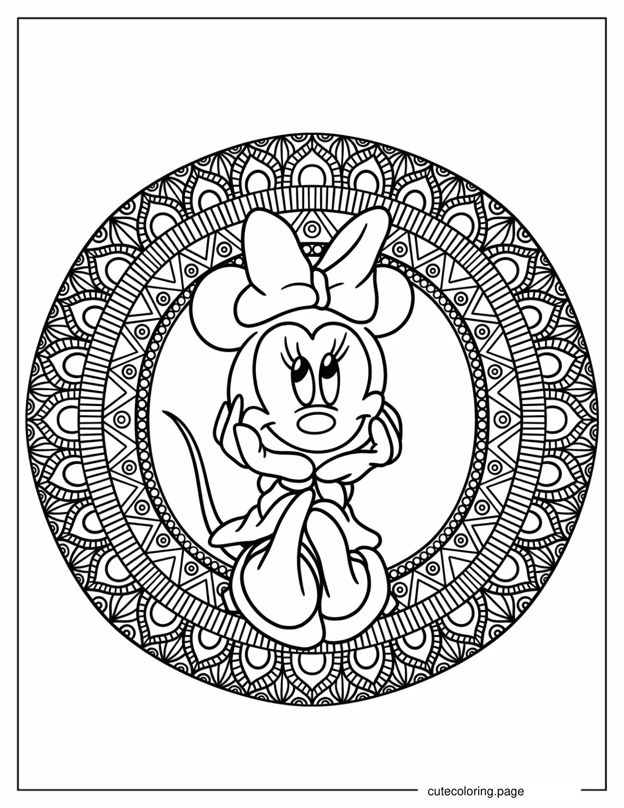 Simple Minnie Mouse Mandala Coloring Sheet coloring page