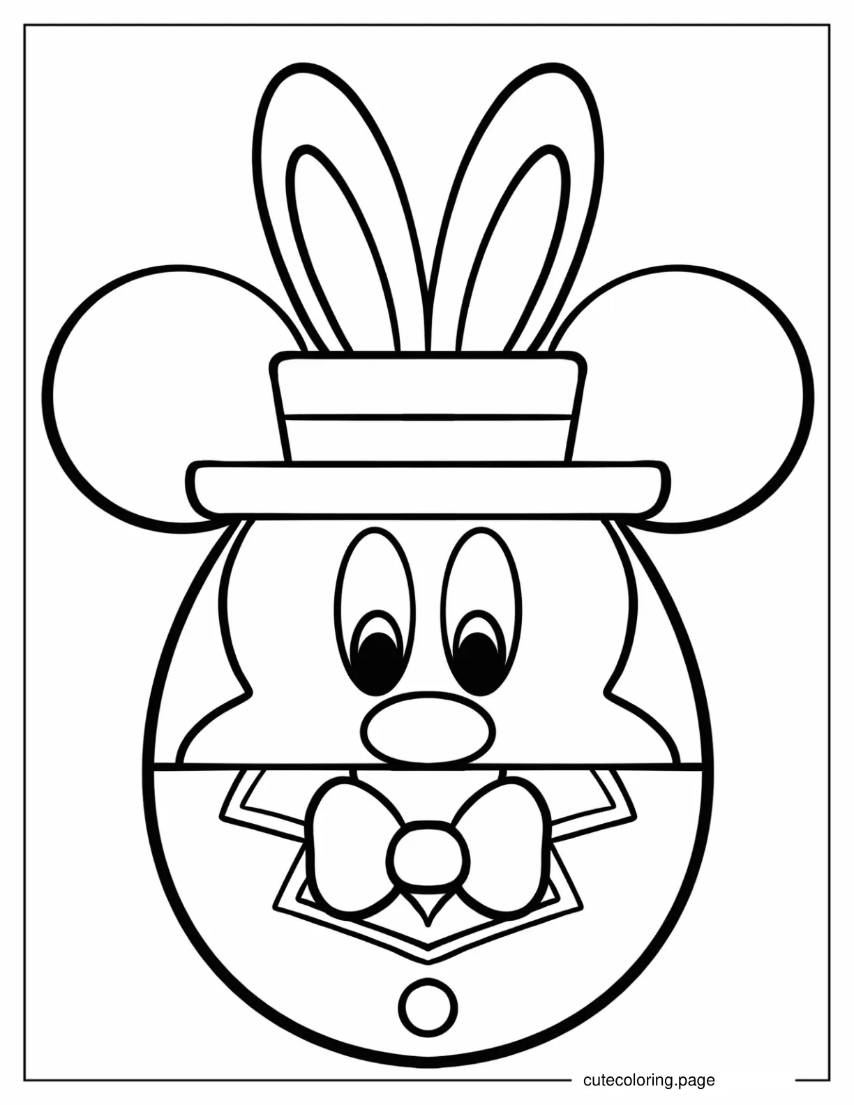 Easy Mickey Mouse Easter Egg Coloring Sheet For Preschoolers coloring page