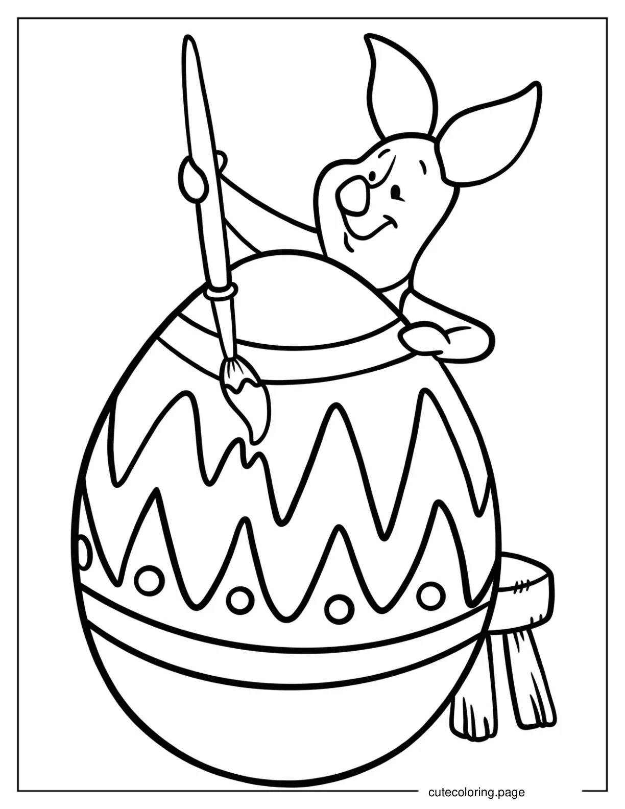 Easy Piglet Painting Easter Egg Coloring Page For Preschoolers coloring page