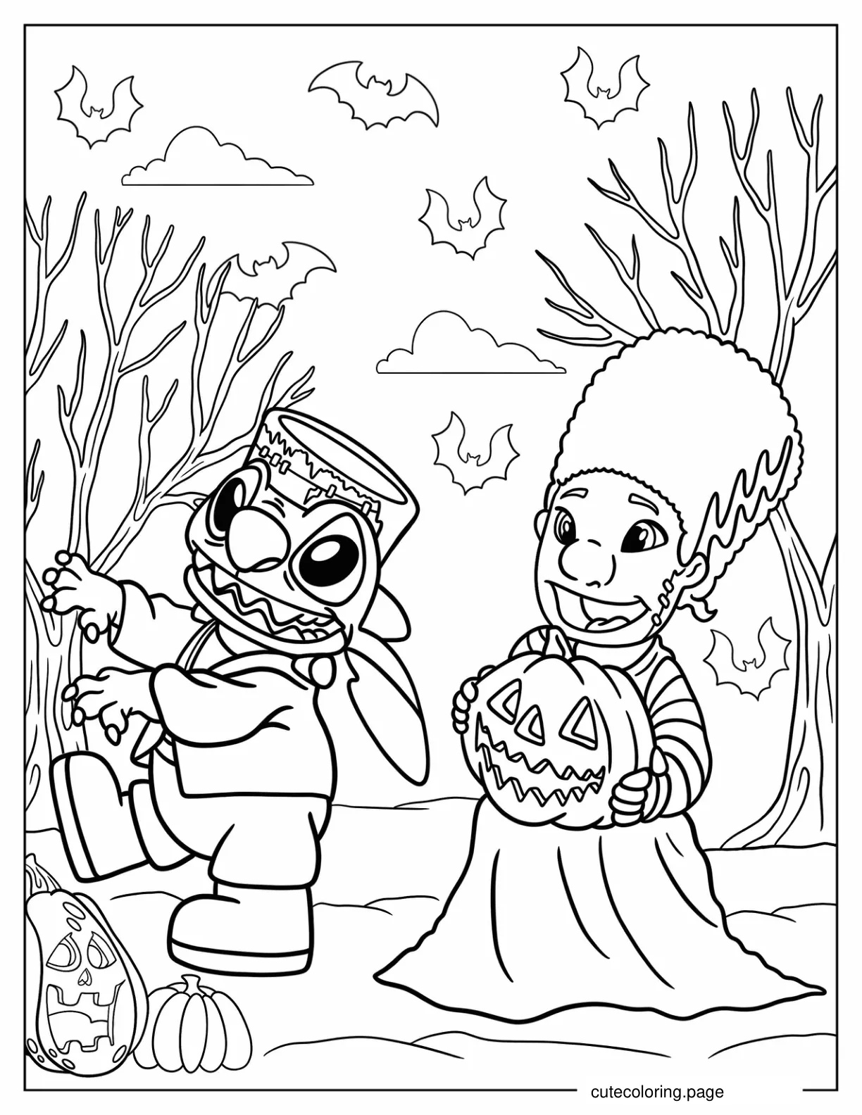 Frankenstein Lilo _ Stitch Disney Halloween Coloring Page coloring page