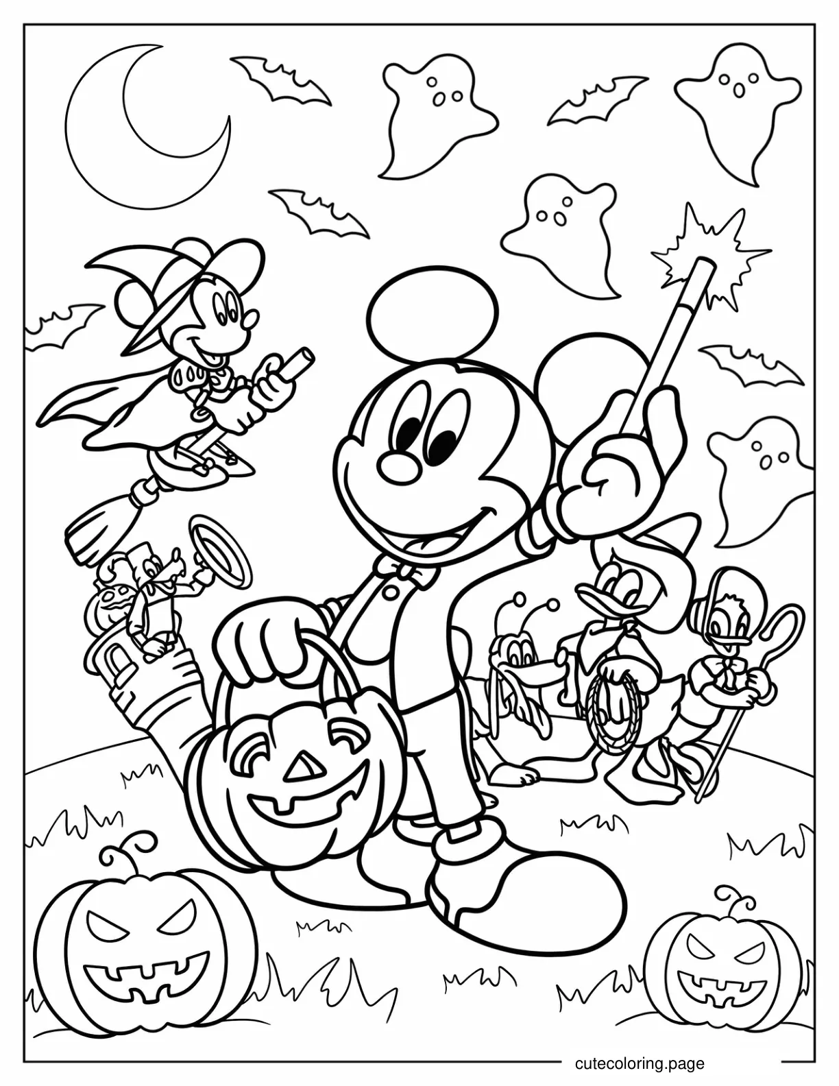 Wizard Mickey Mouse And Friends In Halloween Costumes coloring page