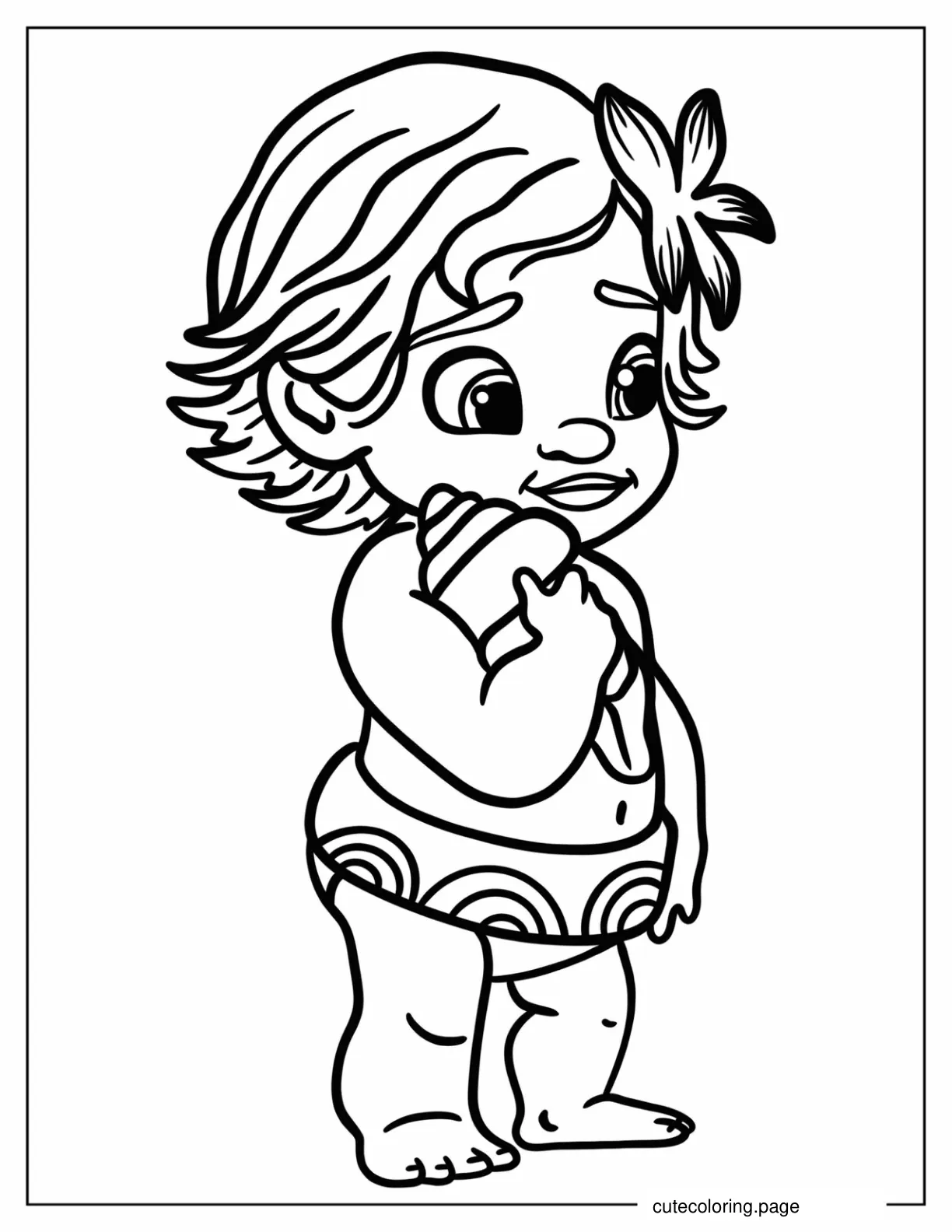 Baby Moana Holding Seashell coloring page