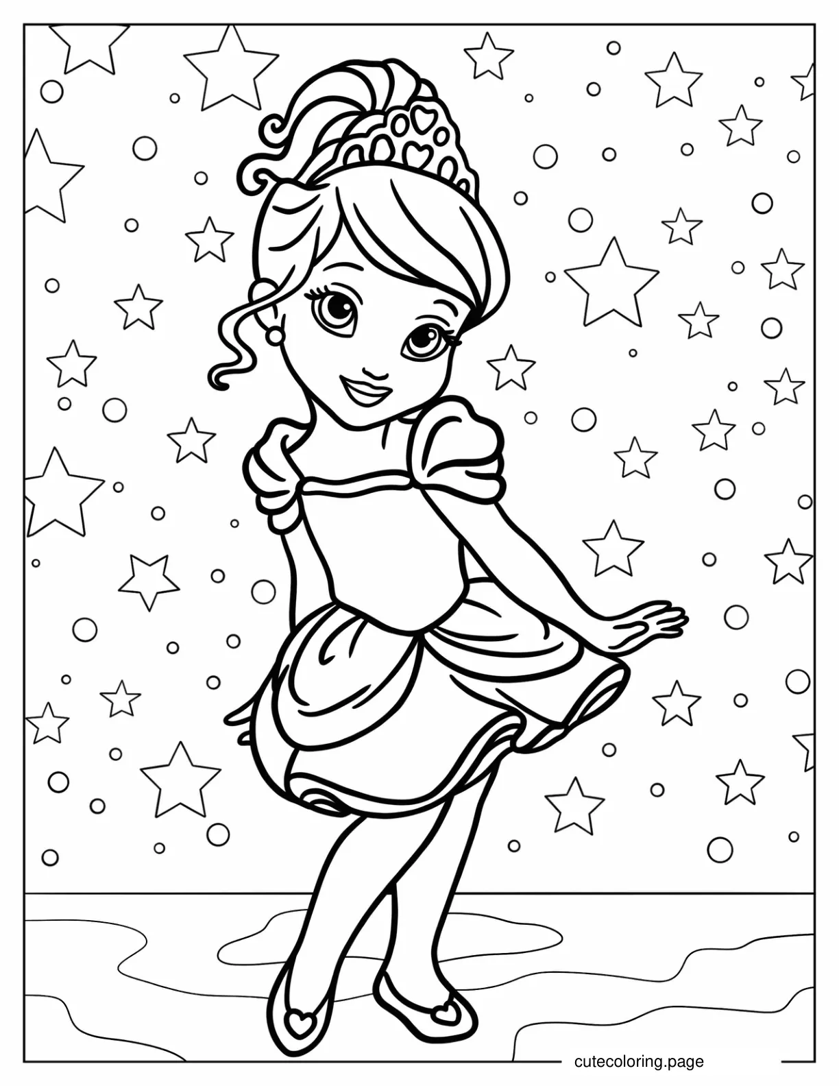 Chibi Cinderella In Gown Coloring Page coloring page