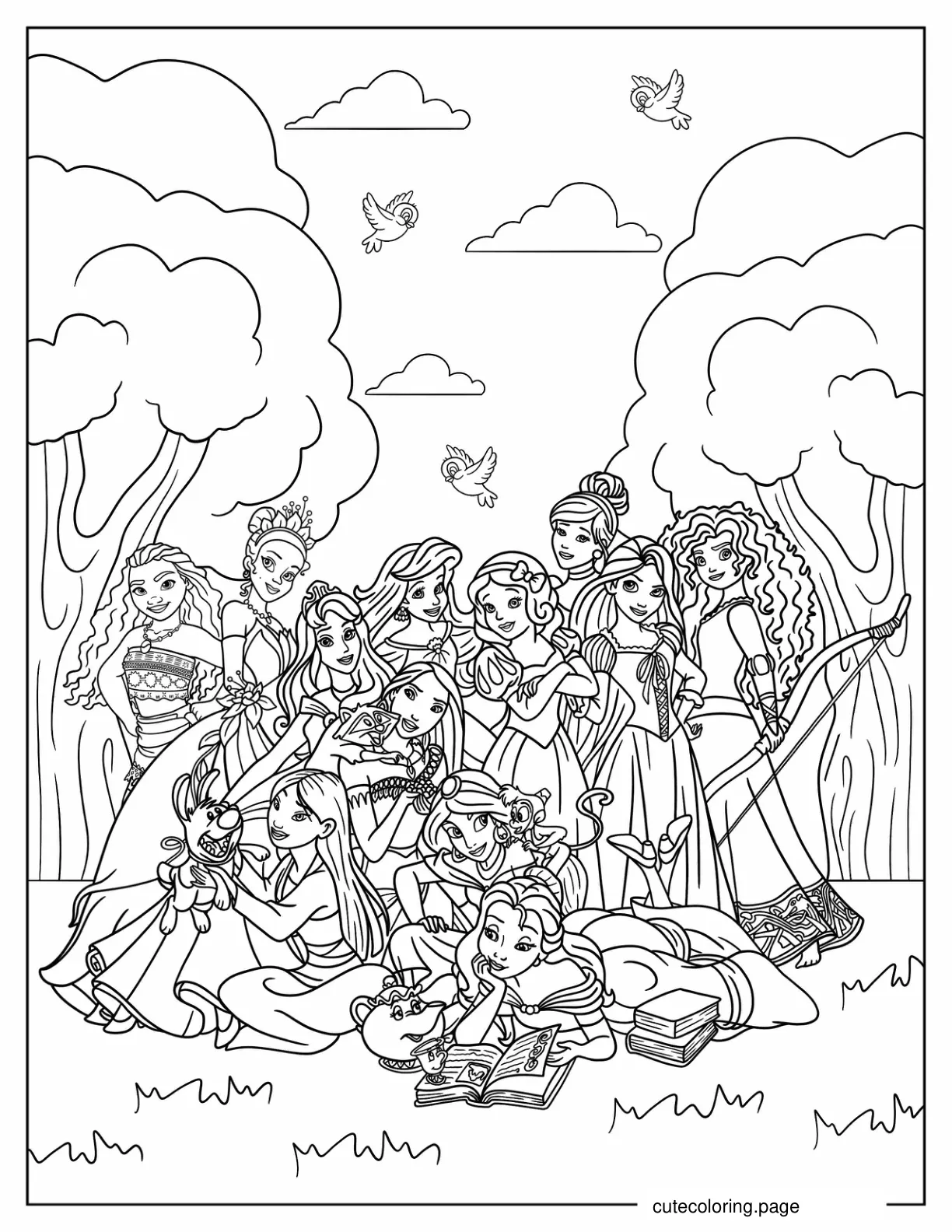 Coloring Page Of All Disney Princesses coloring page