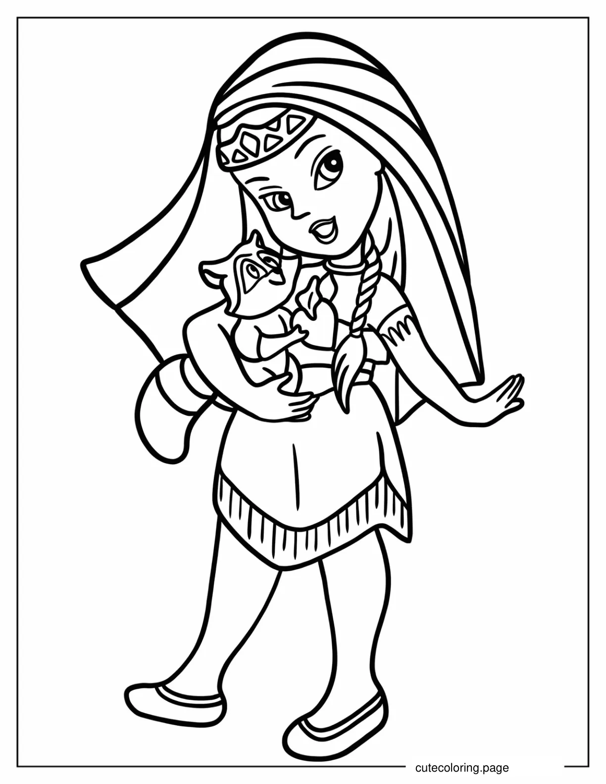 Cute Chibi Pocahontas Coloring Page For Preschoolers coloring page