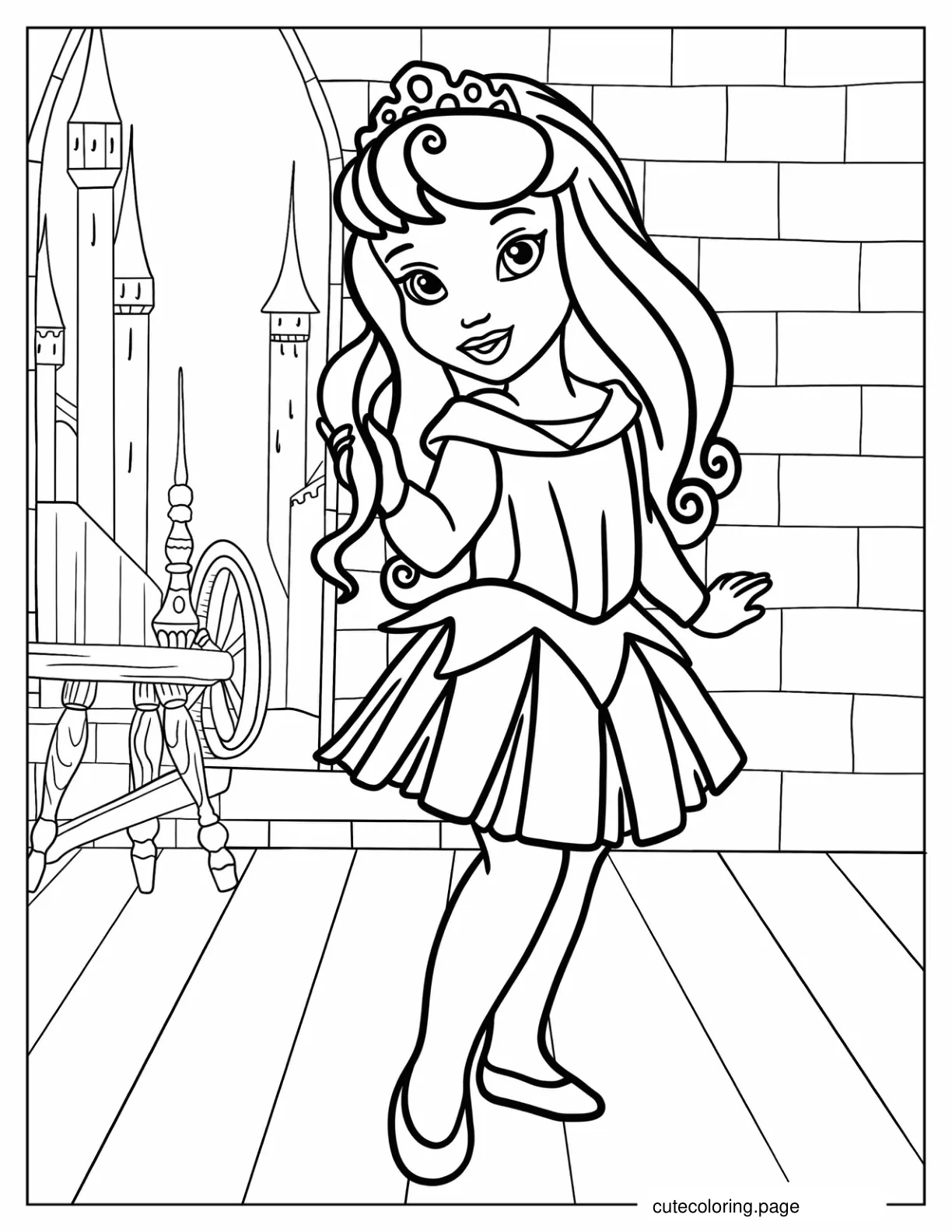 Cute Sleeping Beauty In Castle Coloring Sheet coloring page