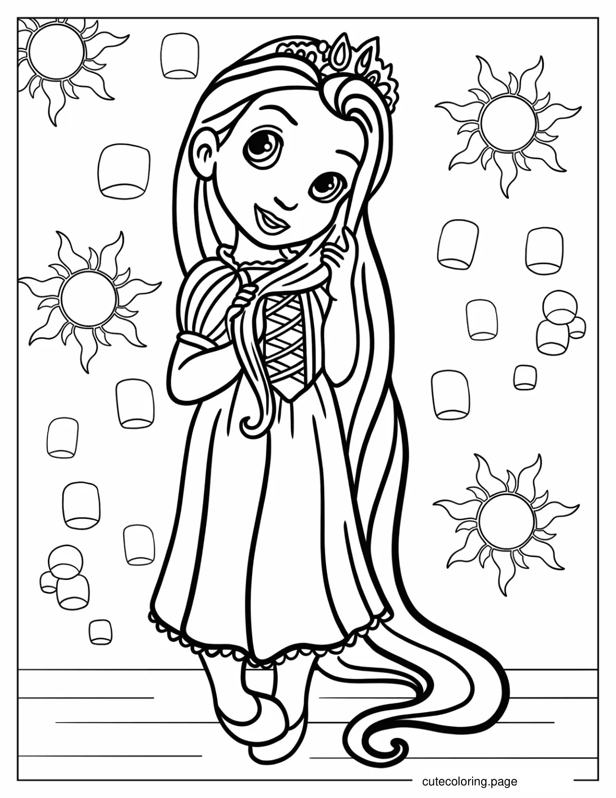 Kawaii Rapunzel Coloring Sheet coloring page