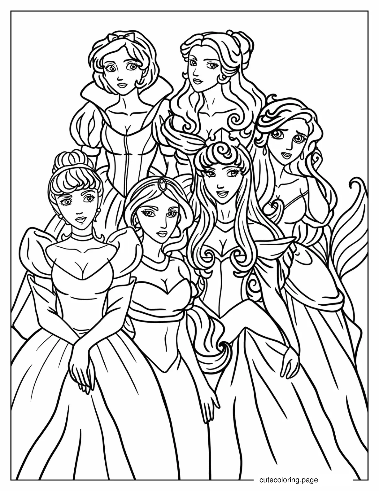 Realistic Disney Princesses Coloring Page coloring page