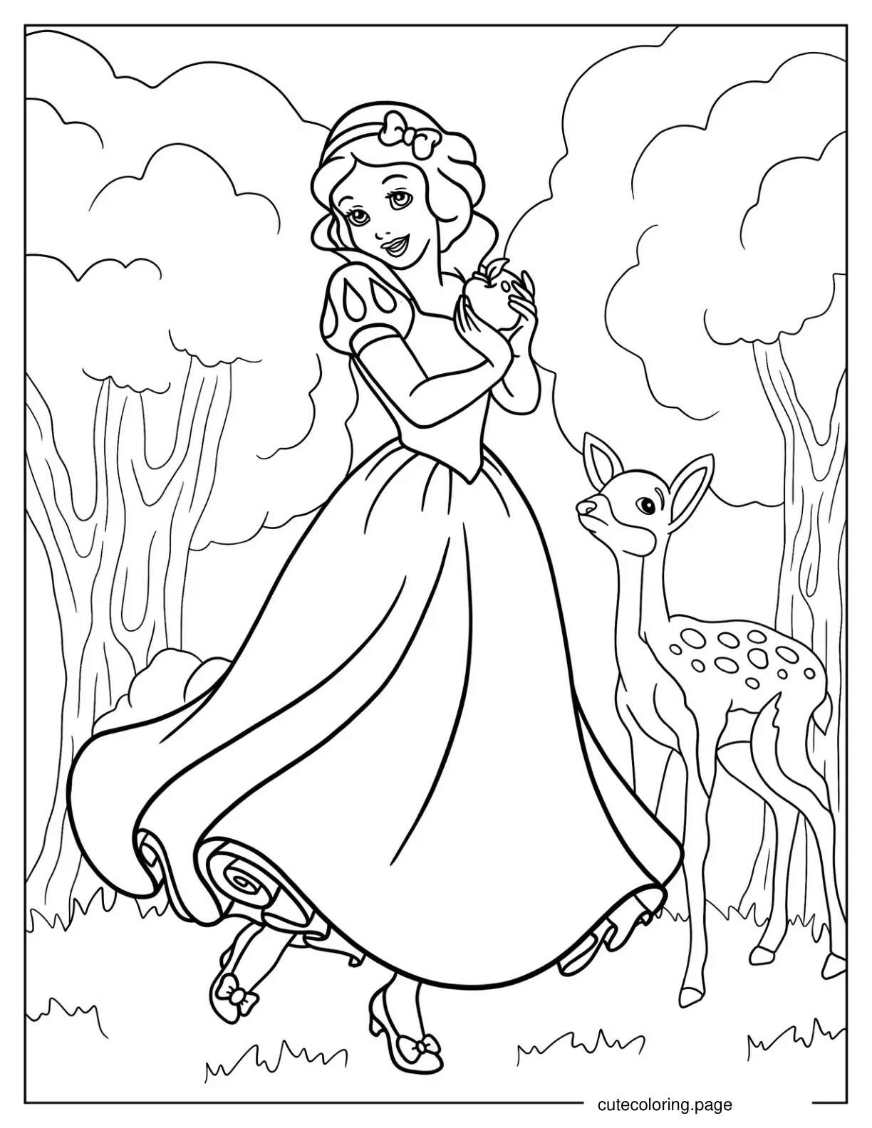 Snow White Singing In The Forest Coloring Sheet coloring page