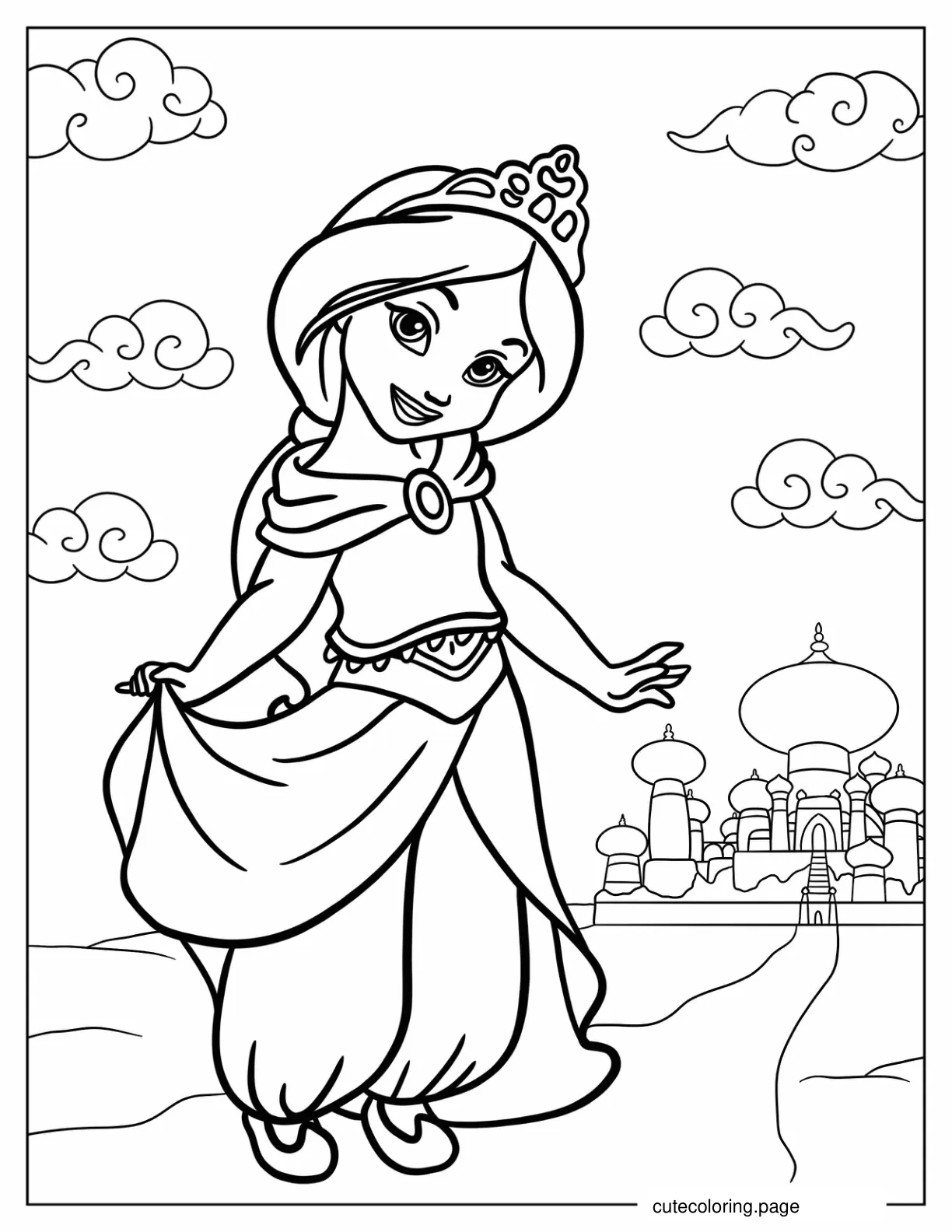 Young Jasmine Coloring Page For Preschoolers coloring page