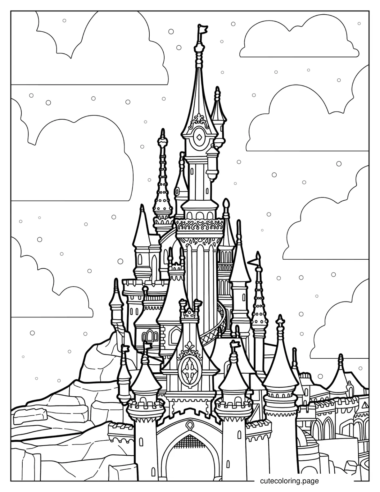 Detailed Disneyland Sleeping Beauty Castle Coloring Page coloring page