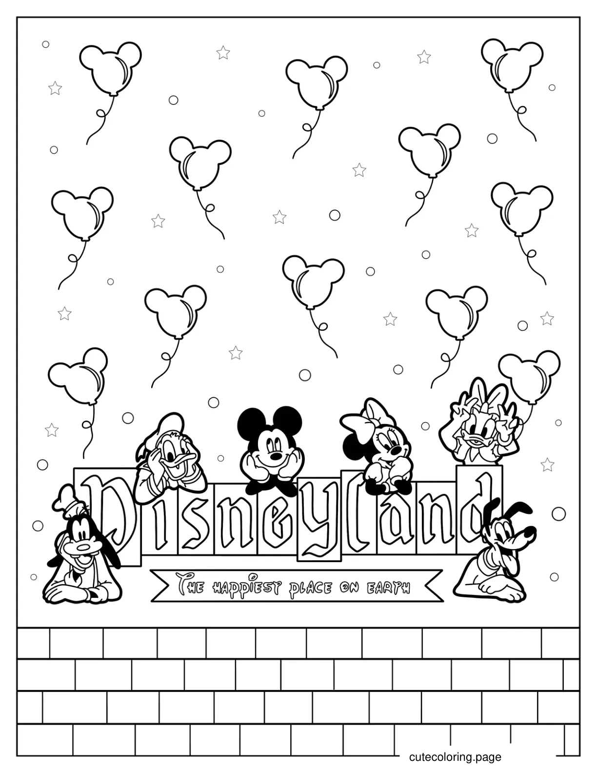 Disneyland Happiest Place On Earth Poster Coloring Sheet For Kids coloring page