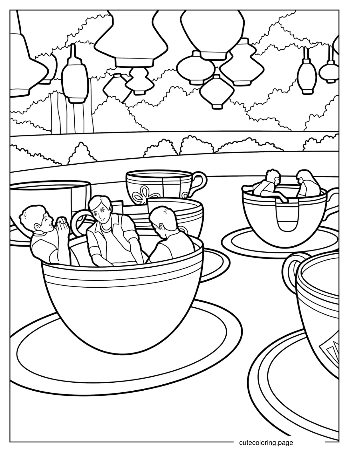 Mad Tea Party Disneyland Ride Coloring Page For Kids coloring page