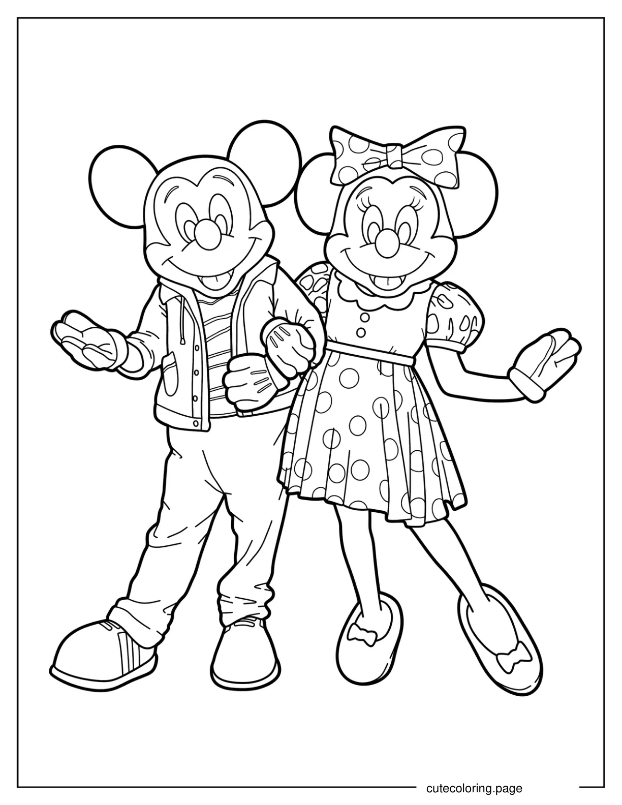 Realistic Mickey Mouse And Minnie Mouse Disneyland Mascots coloring page