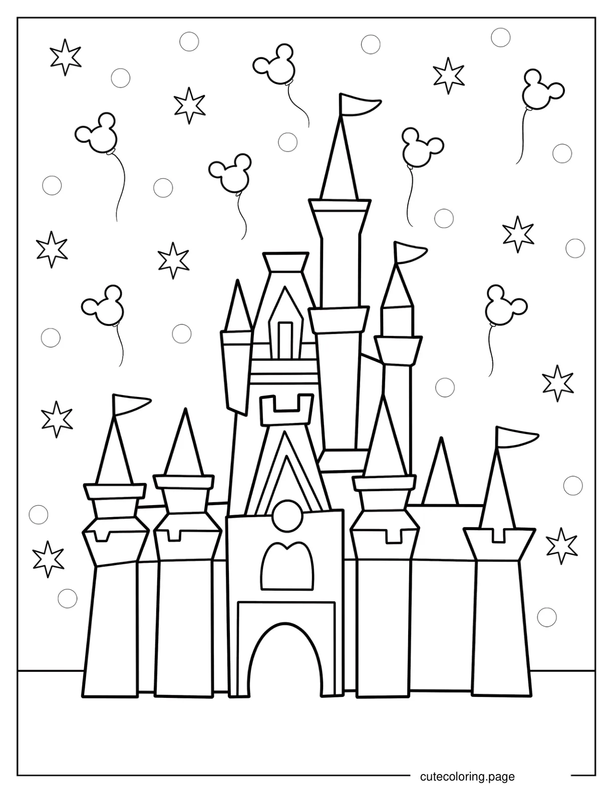 Simple Disneyland Castle Coloring Page For Kids coloring page