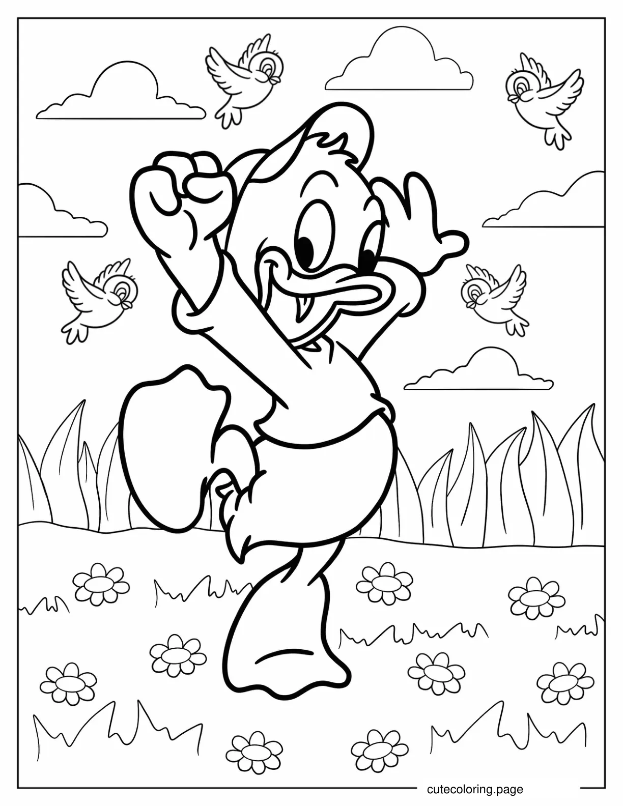 Happy Dewey From Duck Tales Coloring Page For Kids coloring page