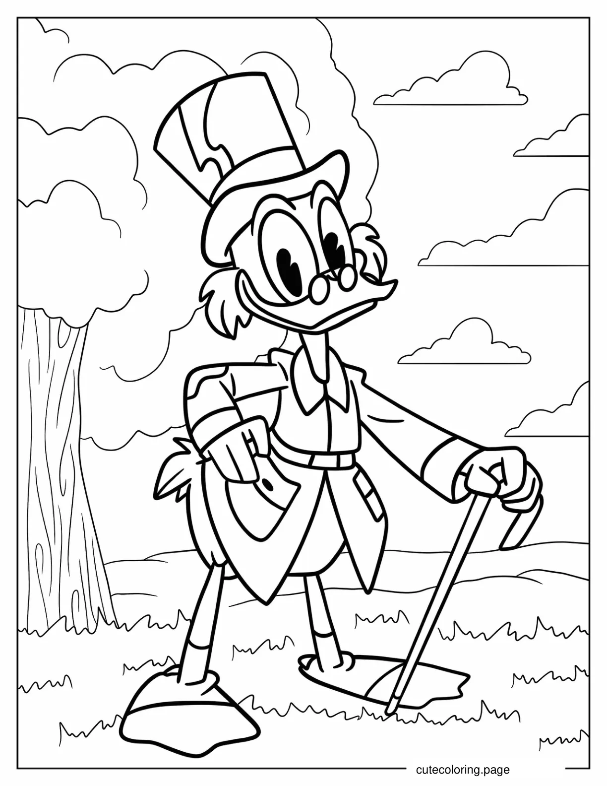 Scrooge McDuck In A Field Coloring Page coloring page