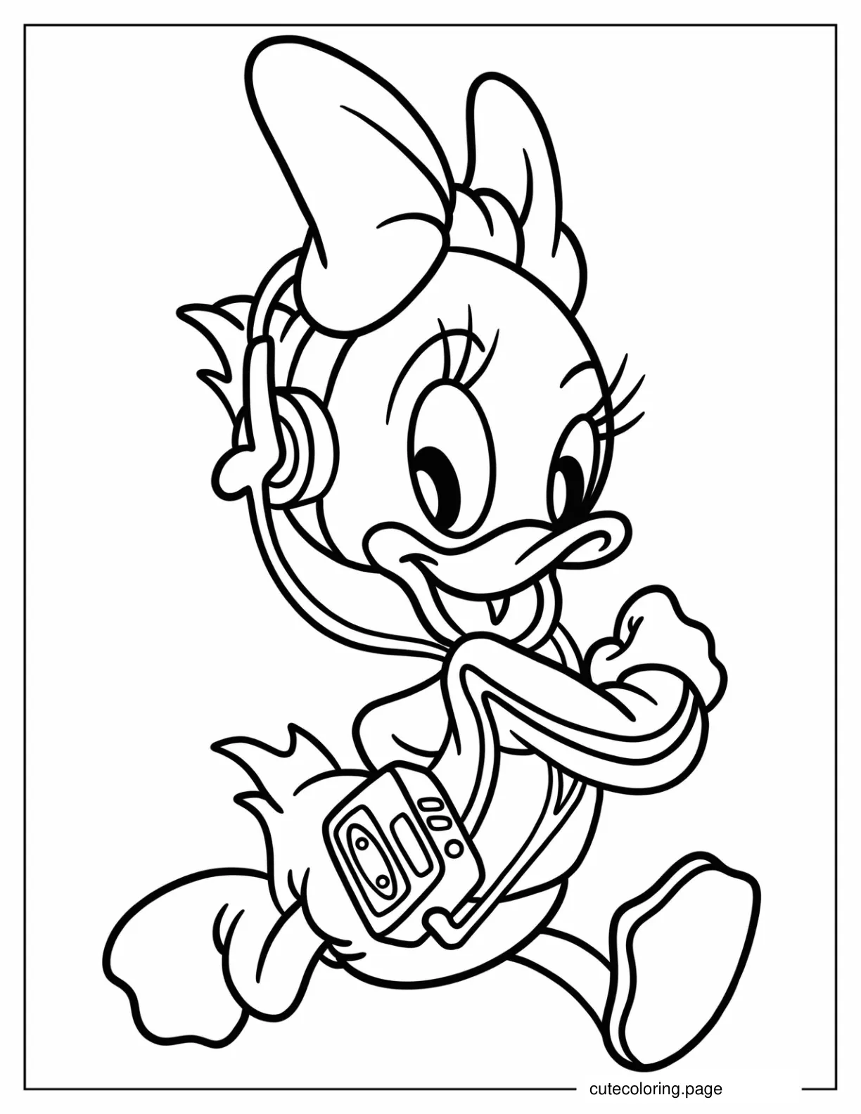 Webby Vanderquack With Headphones And Radio Duck Tales Coloring Page For Kids coloring page