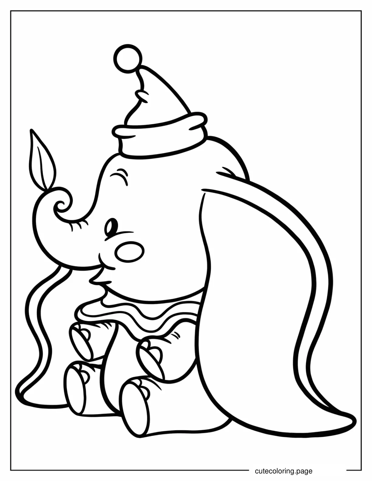 Easy Dumbo Holding Leaf On His Trunk Coloring Sheet For Preschoolers coloring page