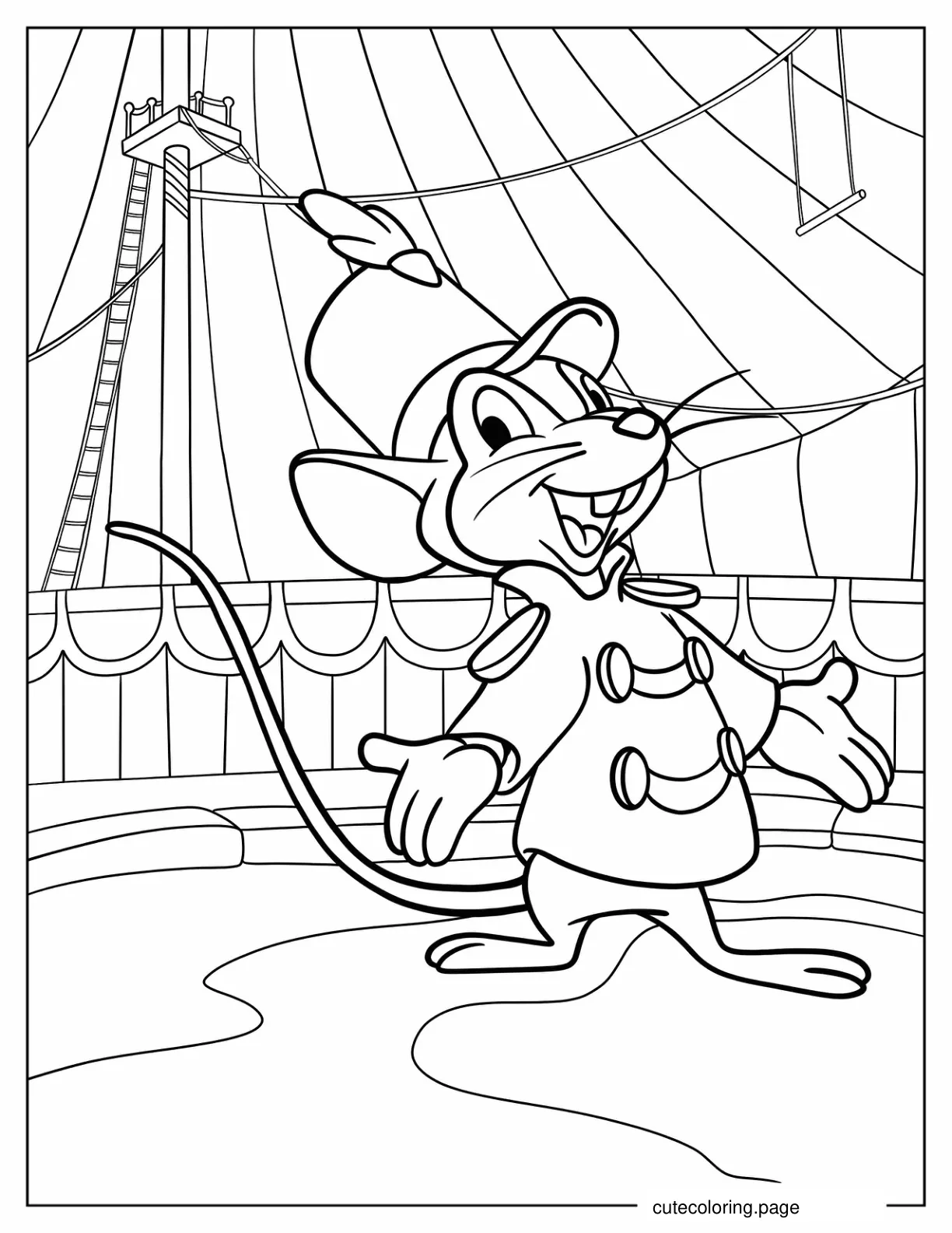 Timothy Q Mouse Inside Circus Tent Coloring Page For Kids coloring page