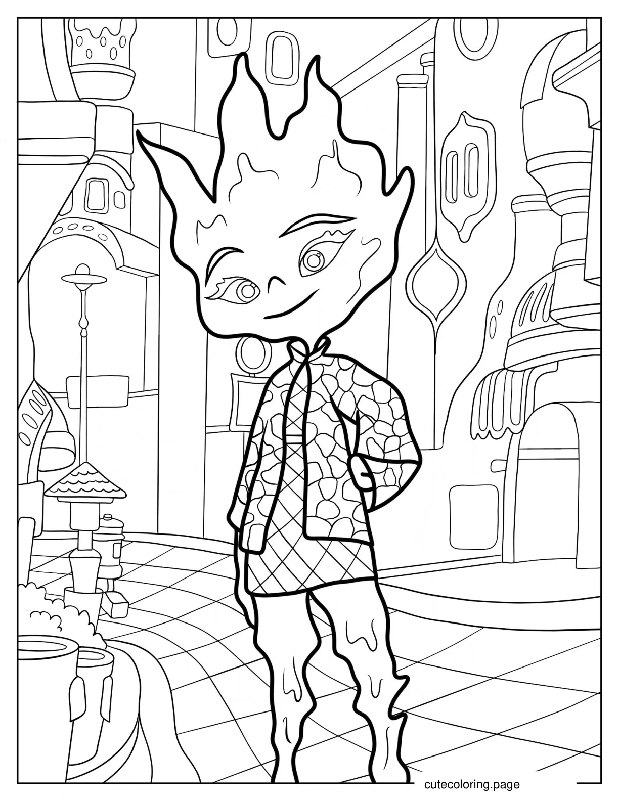 Detailed Ember Lumen In Element City Coloring Page coloring page