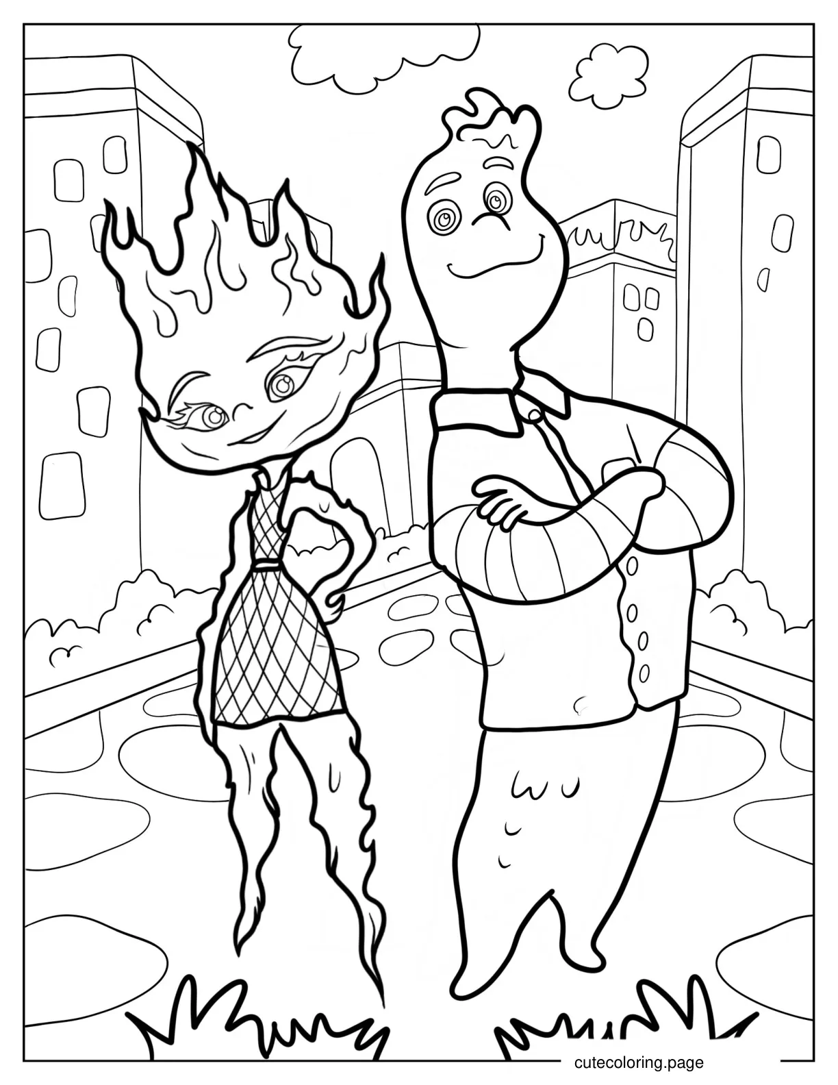 Elemental Emeber Lumen And Wade Ripple Coloring Sheet coloring page