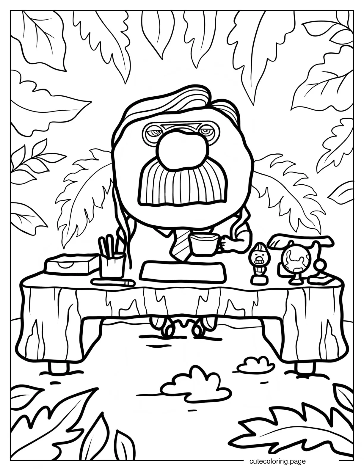 Elemental Fern Grouchwood Sitting Behind Desk Coloring Page coloring page