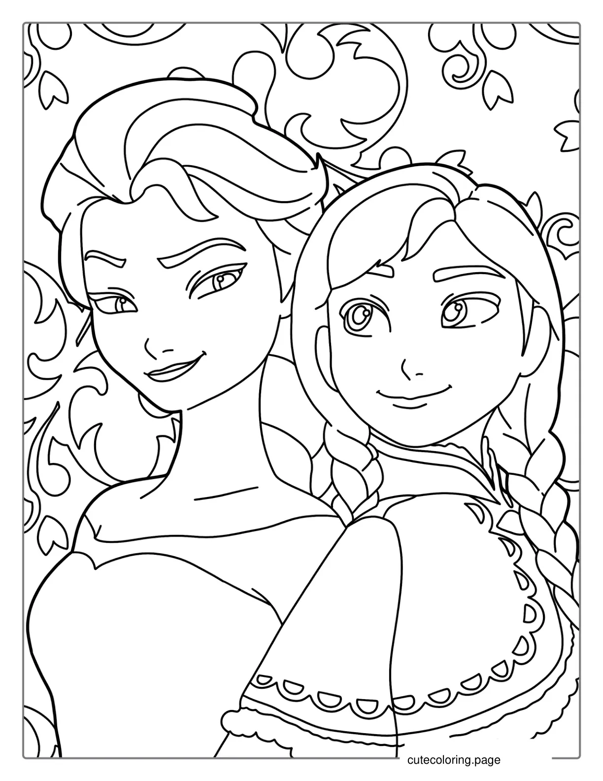 Anna And Elsa To Color For Kids coloring page