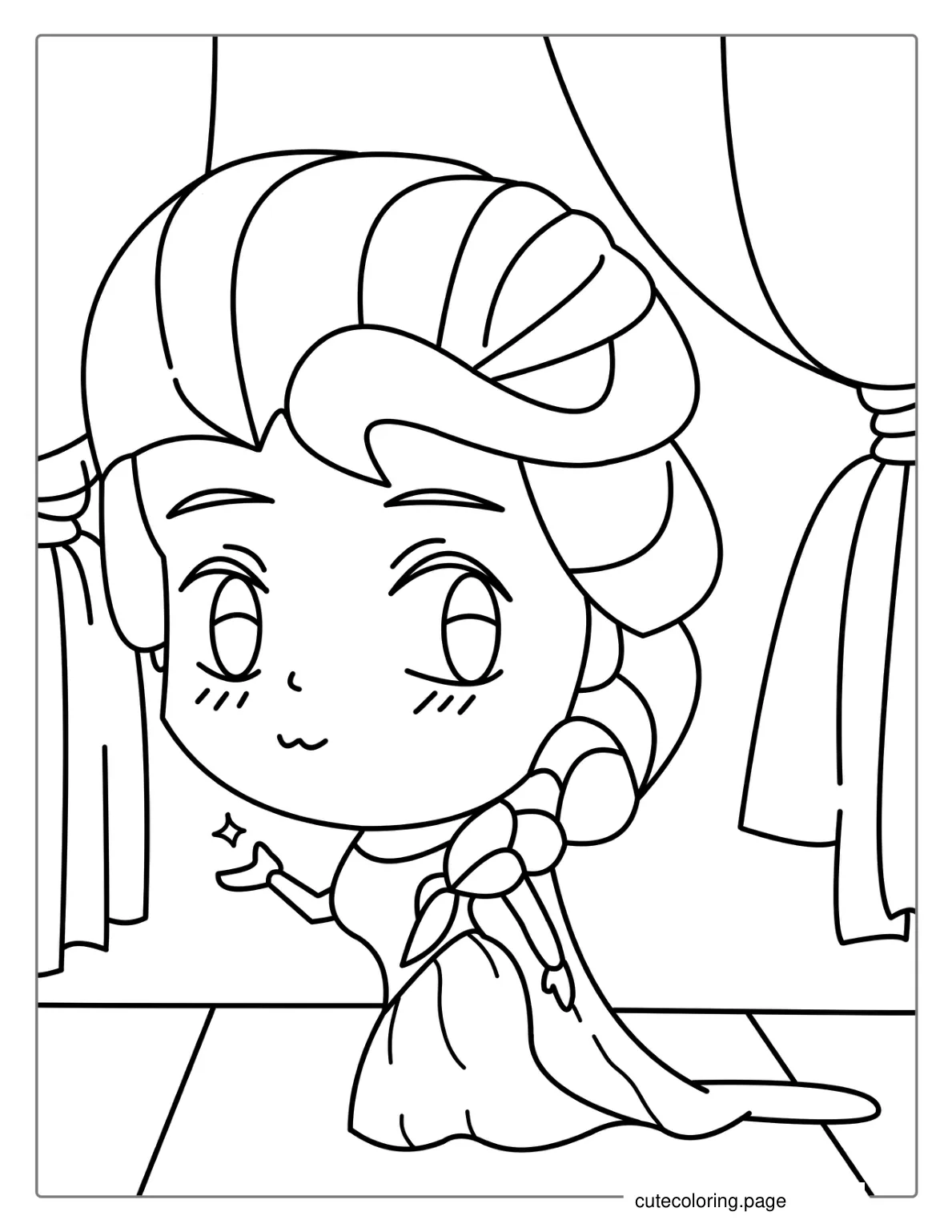 Cartoon Elsa Coloring Page For Preschoolers coloring page