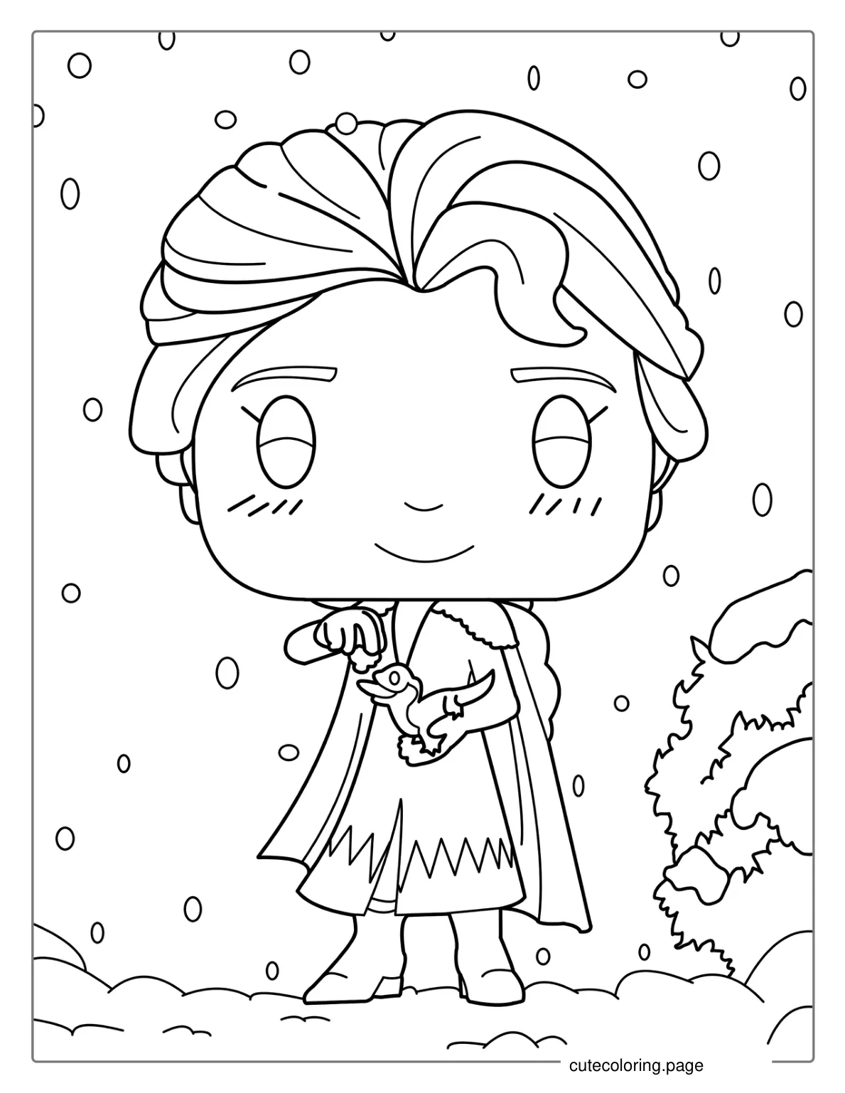 Cute Elsa Funko Pop Coloring For Preschoolers coloring page