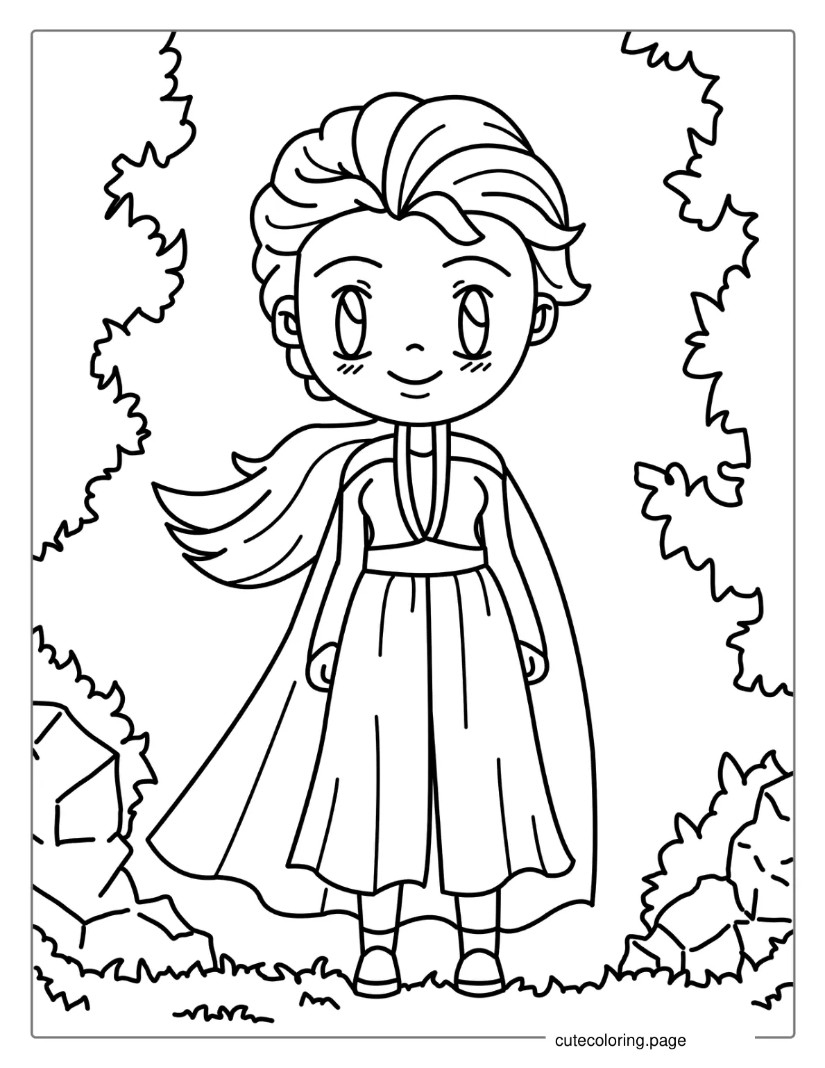 Cute Kawaii Young Elsa Coloring Page coloring page