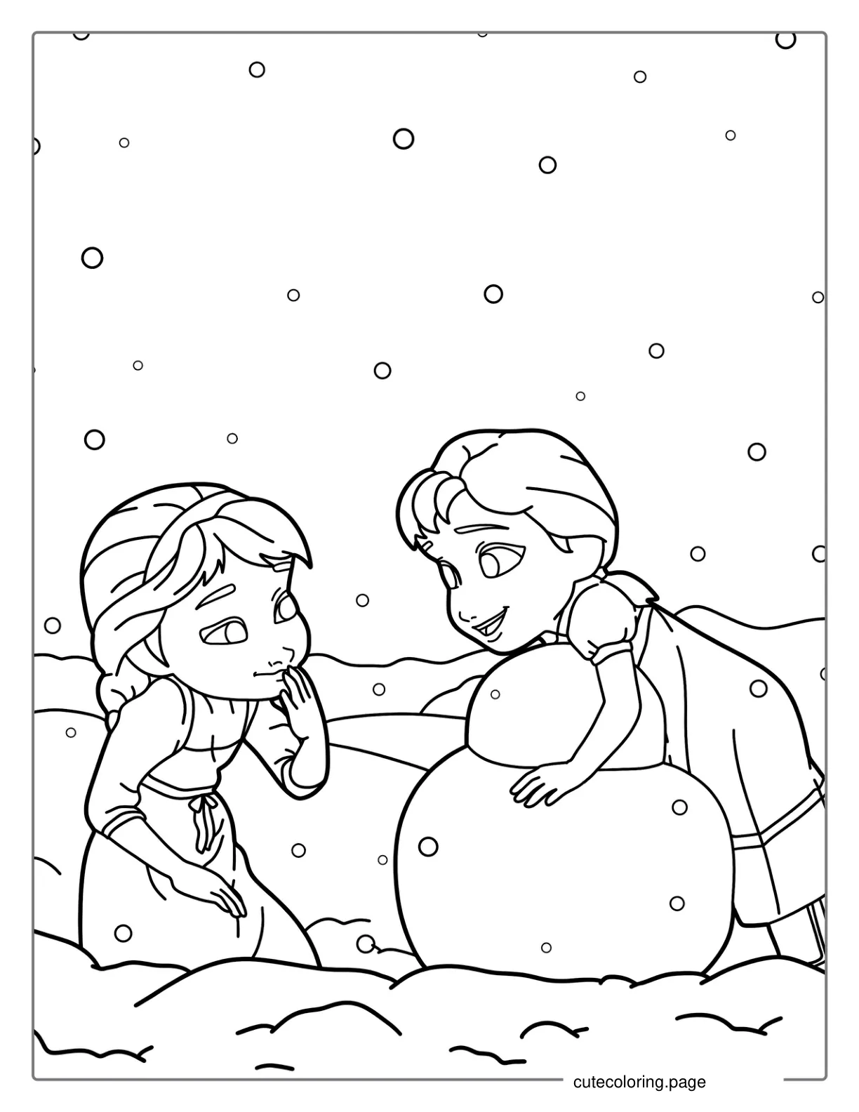 Elsa And Anna Young Coloring Page coloring page