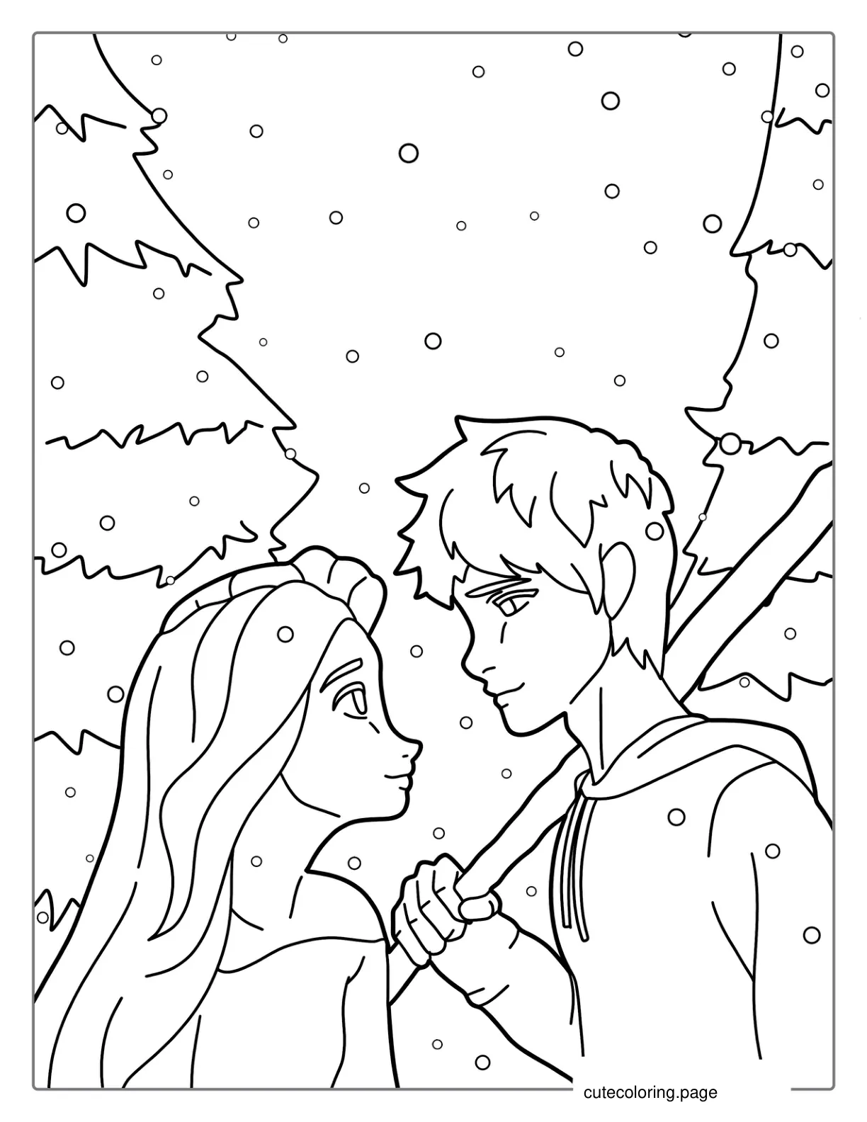 Elsa And Jack Frost Coloring Page coloring page