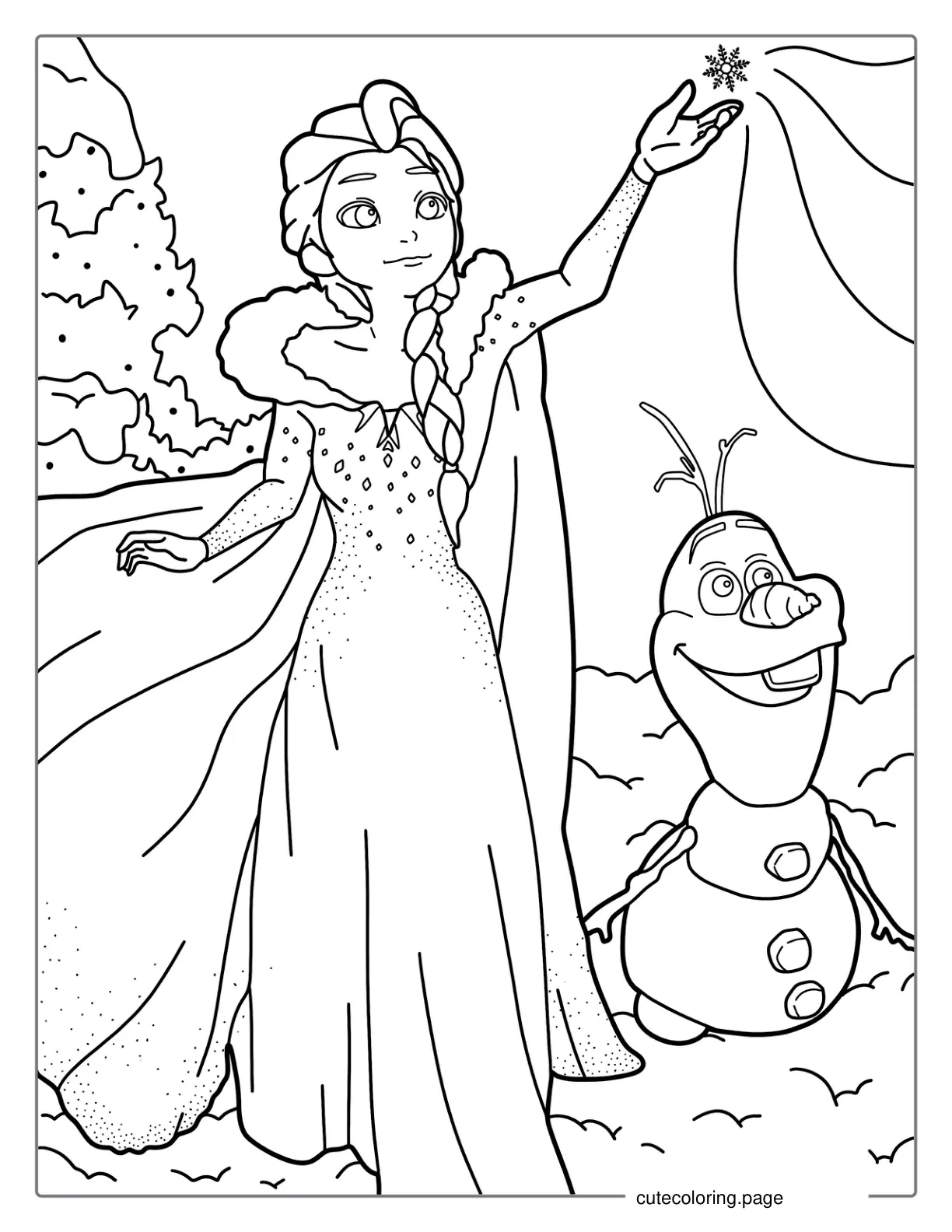 Elsa And Olaf From Frozen Coloring Page coloring page